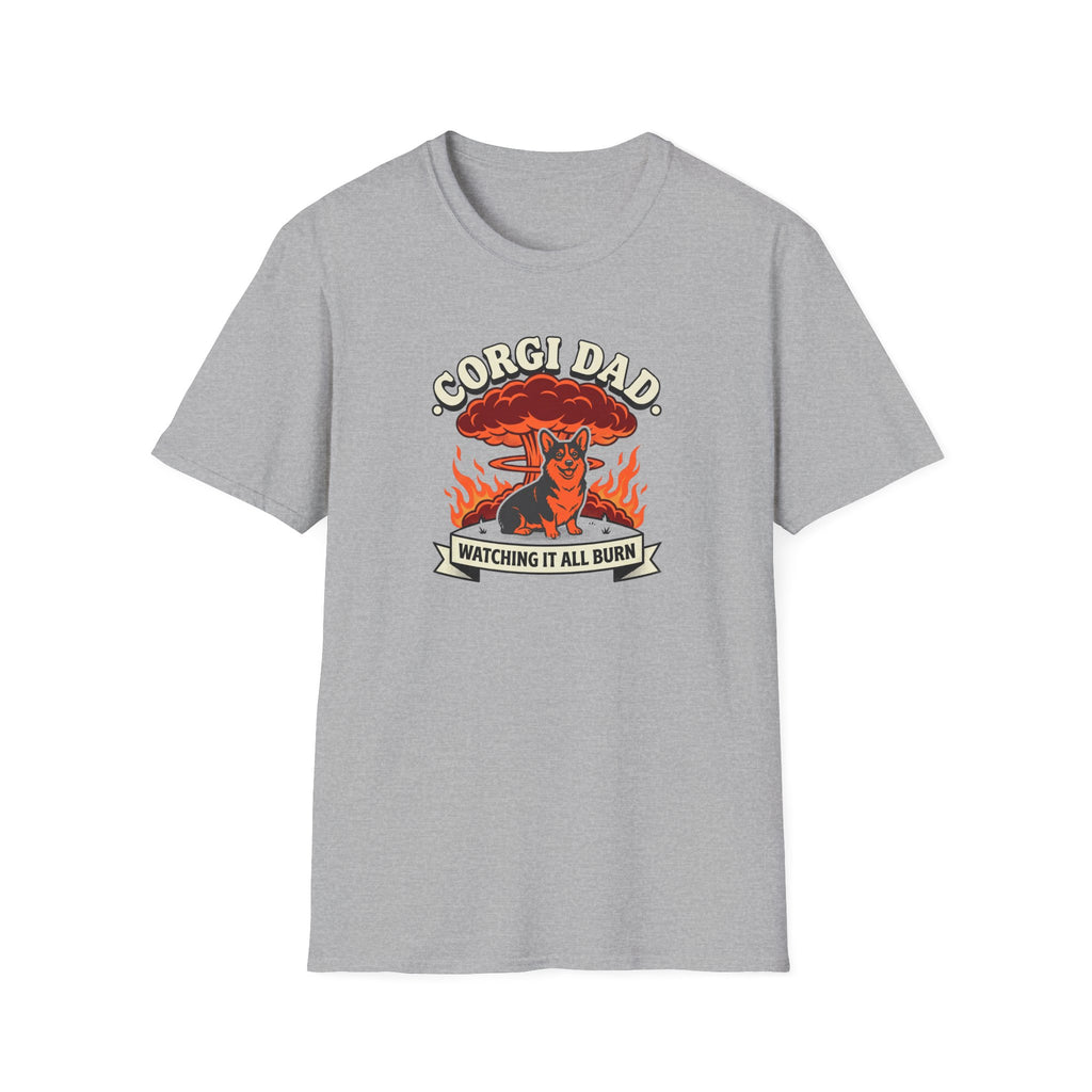 Corgi Dad T‑Shirt — "Watching It All Burn" Retro Dog Dad Tee