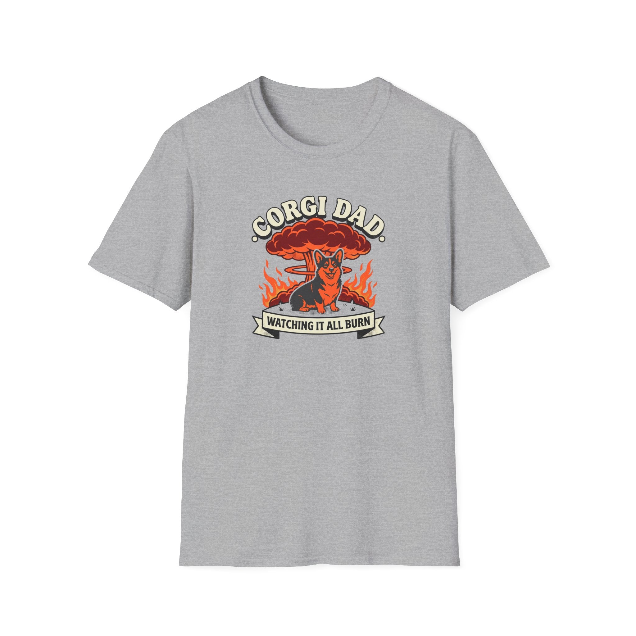Corgi Dad T‑Shirt — "Watching It All Burn" Retro Dog Dad Tee