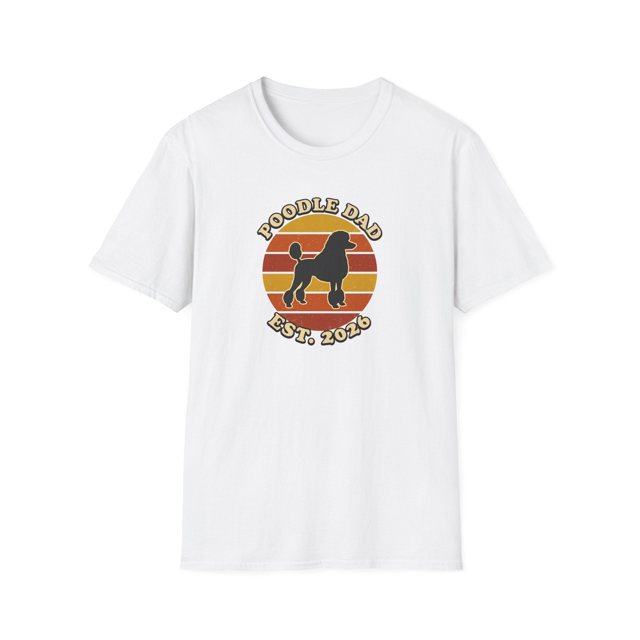 Poodle Dad T-Shirt - Retro Sunset Dog Dad Tee