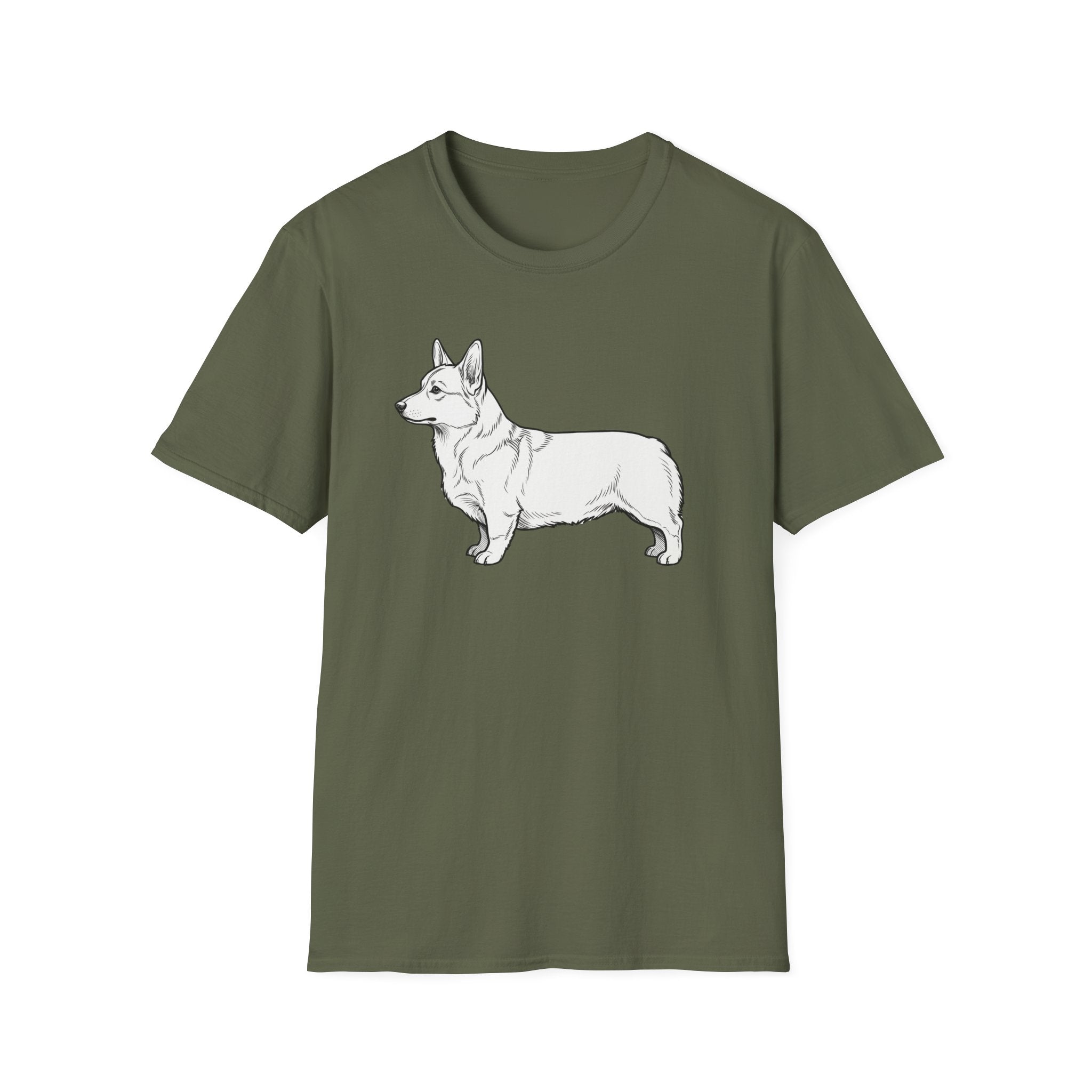 Corgi Outline T‑Shirt — Minimalist Pembroke Welsh Corgi Dog Tee