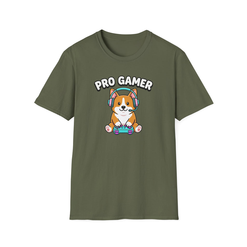 Pro Gamer Corgi T-Shirt — Cute Gaming Shirt with Headset & Controller