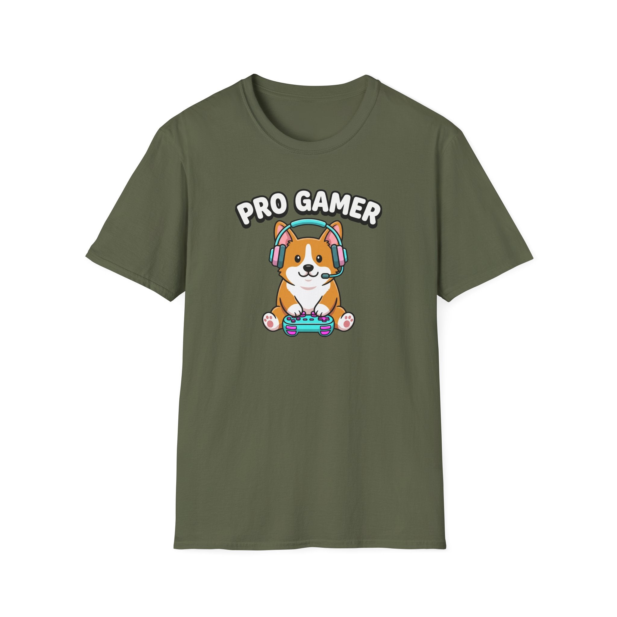 Pro Gamer Corgi T-Shirt — Cute Gaming Shirt with Headset & Controller