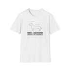 Dachshund Diagram T-Shirt — “Model: Dachshund Engineered for Stubbornness”