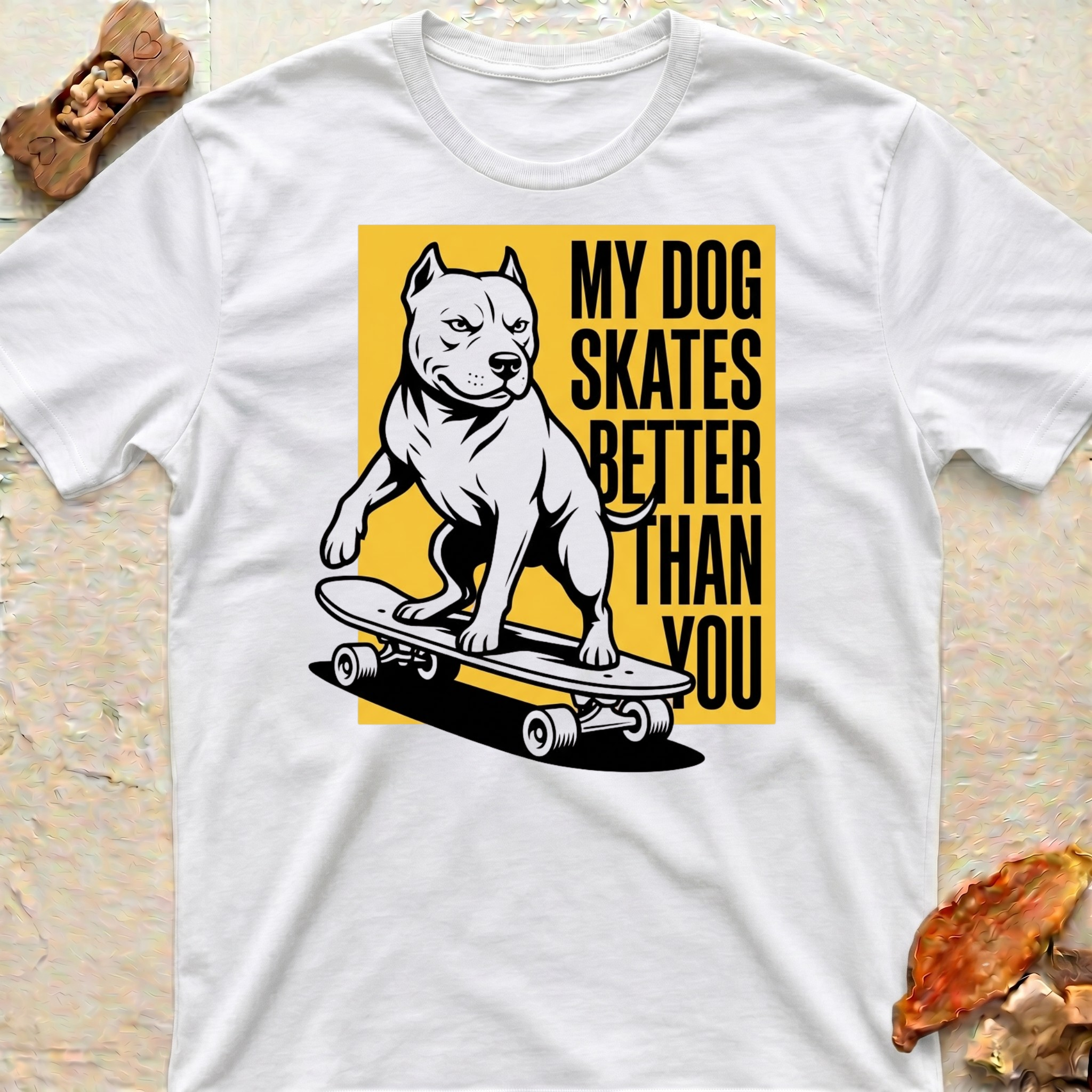 Smiling Skating Pitbull T-Shirt