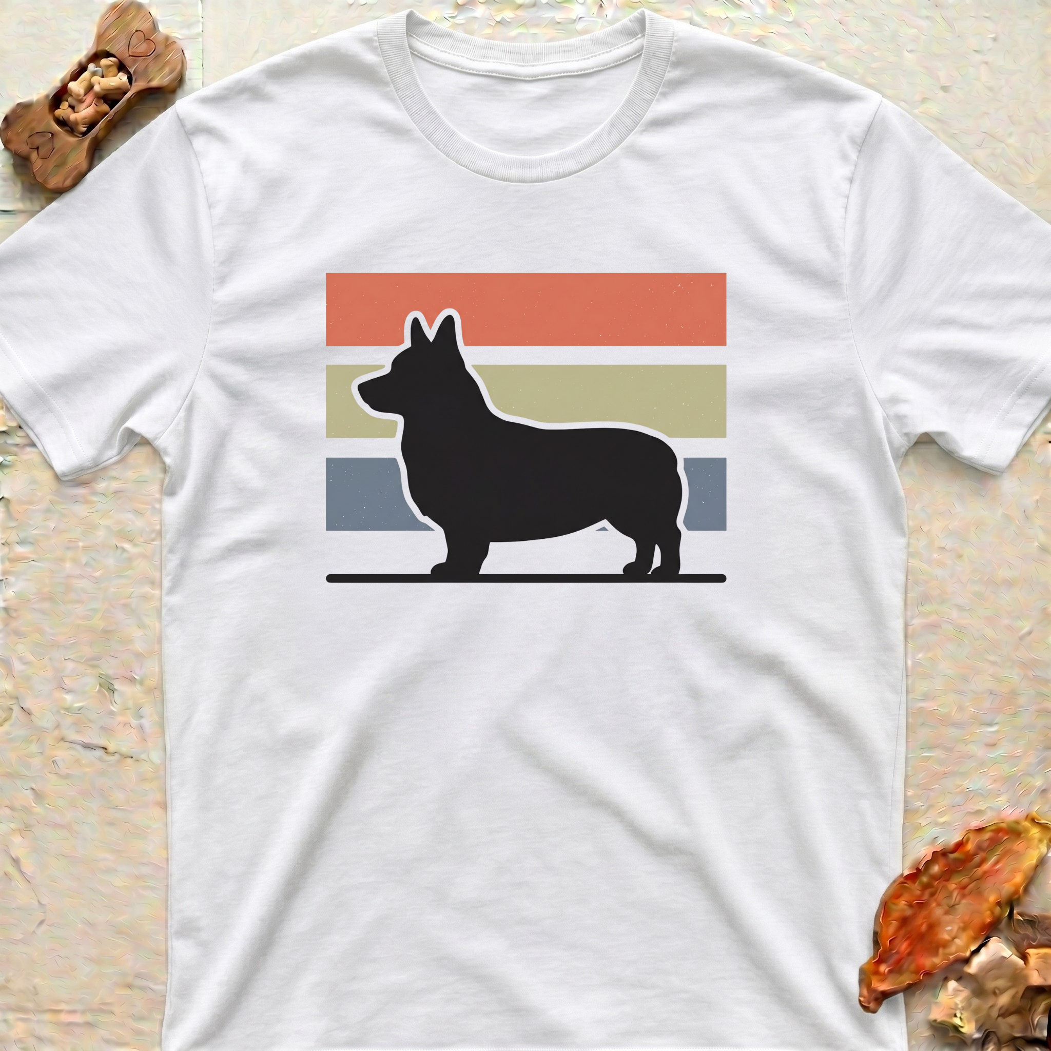 Retro Vintage Stripe Corgi T-Shirt