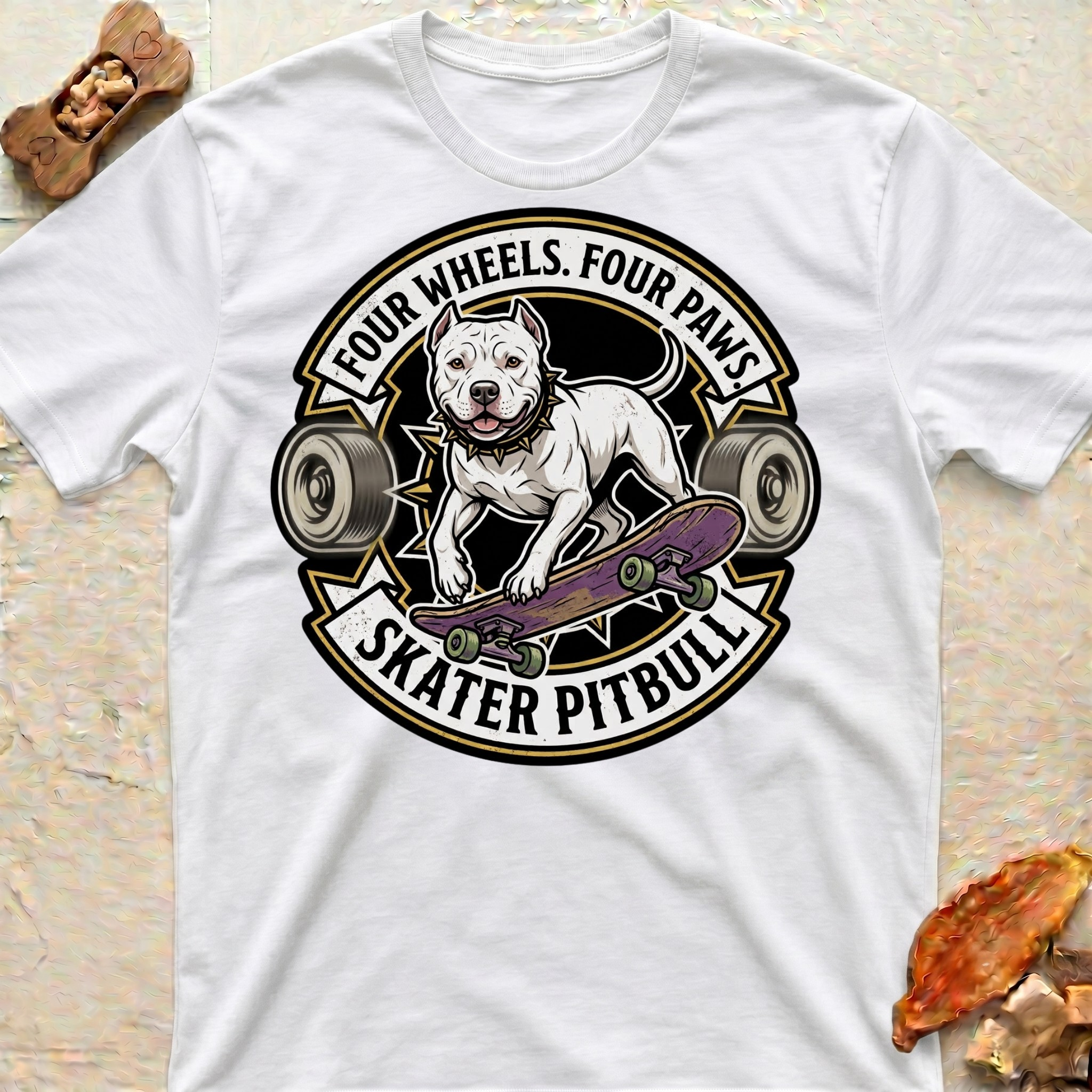 Four Wheels Skater Pitbull T-Shirt