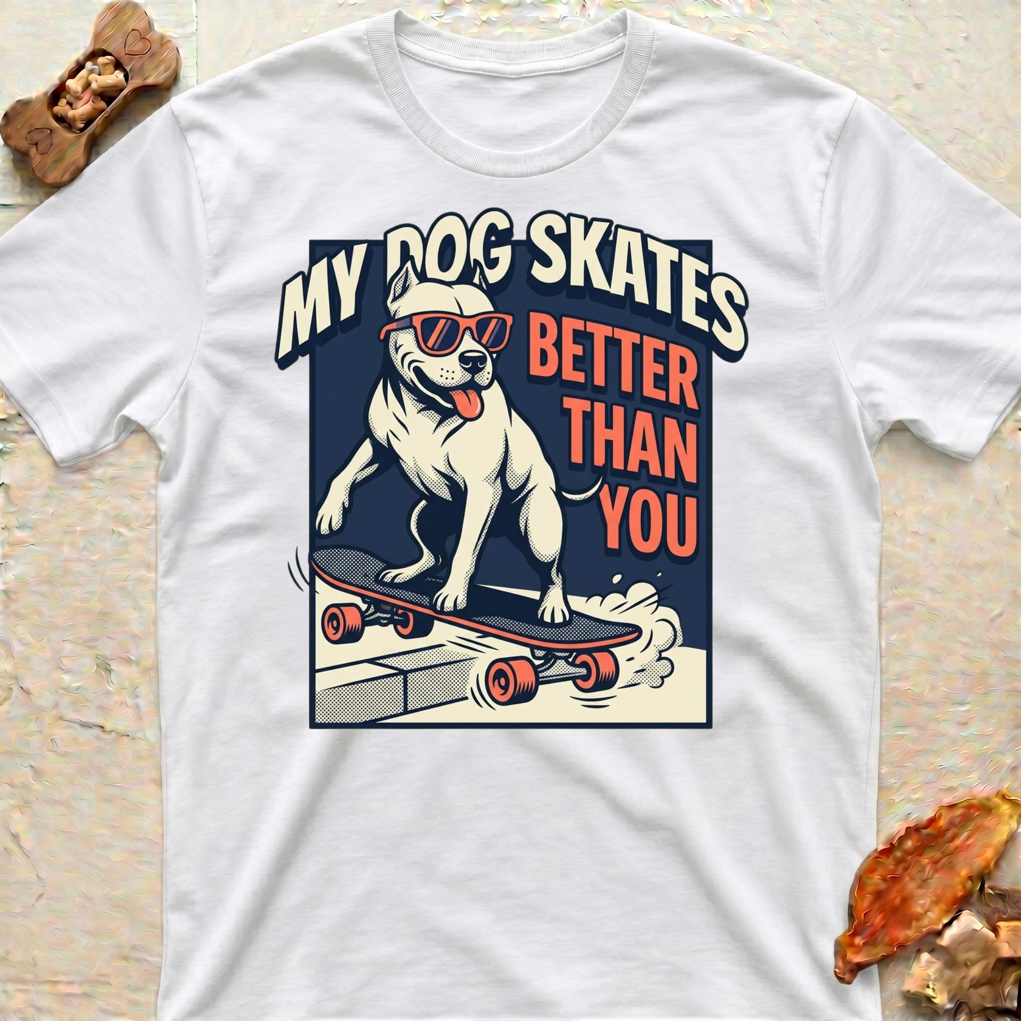 Smiling Skating Pitbull T-Shirt