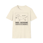 Dachshund T-Shirt – “Model: Dachshund — Engineered for Stubbornness” Graphic Tee