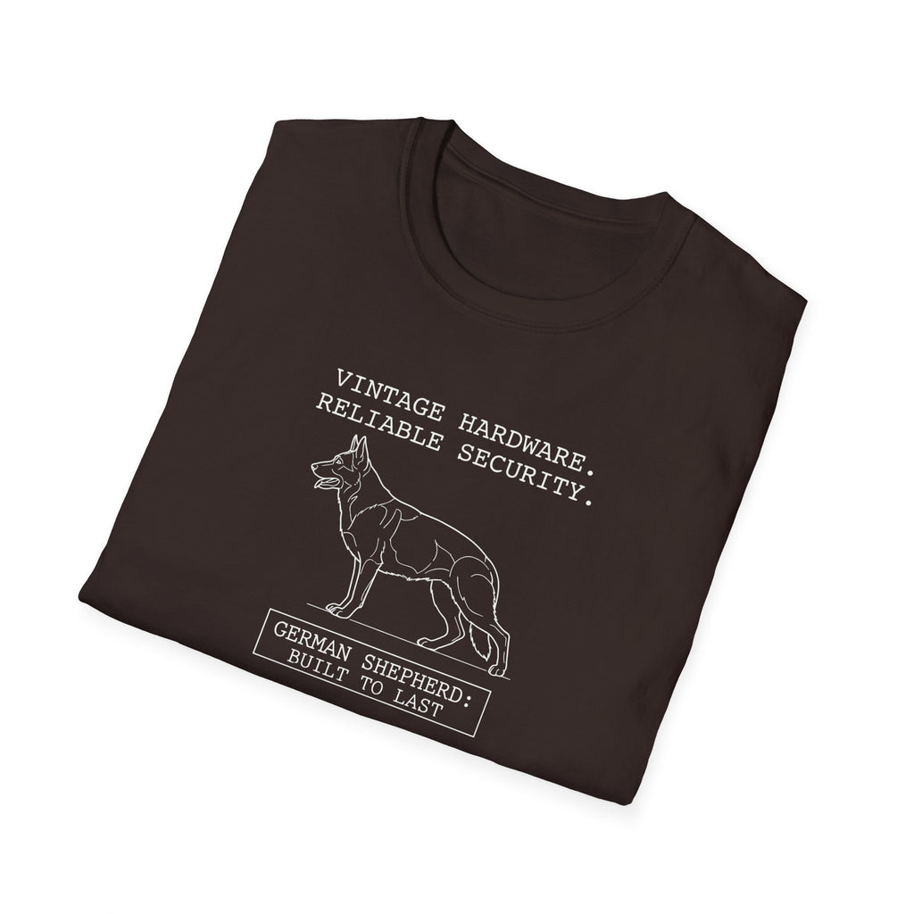 German Shepherd T-Shirt – “Vintage Hardware, Reliable Security” Graphic Tee