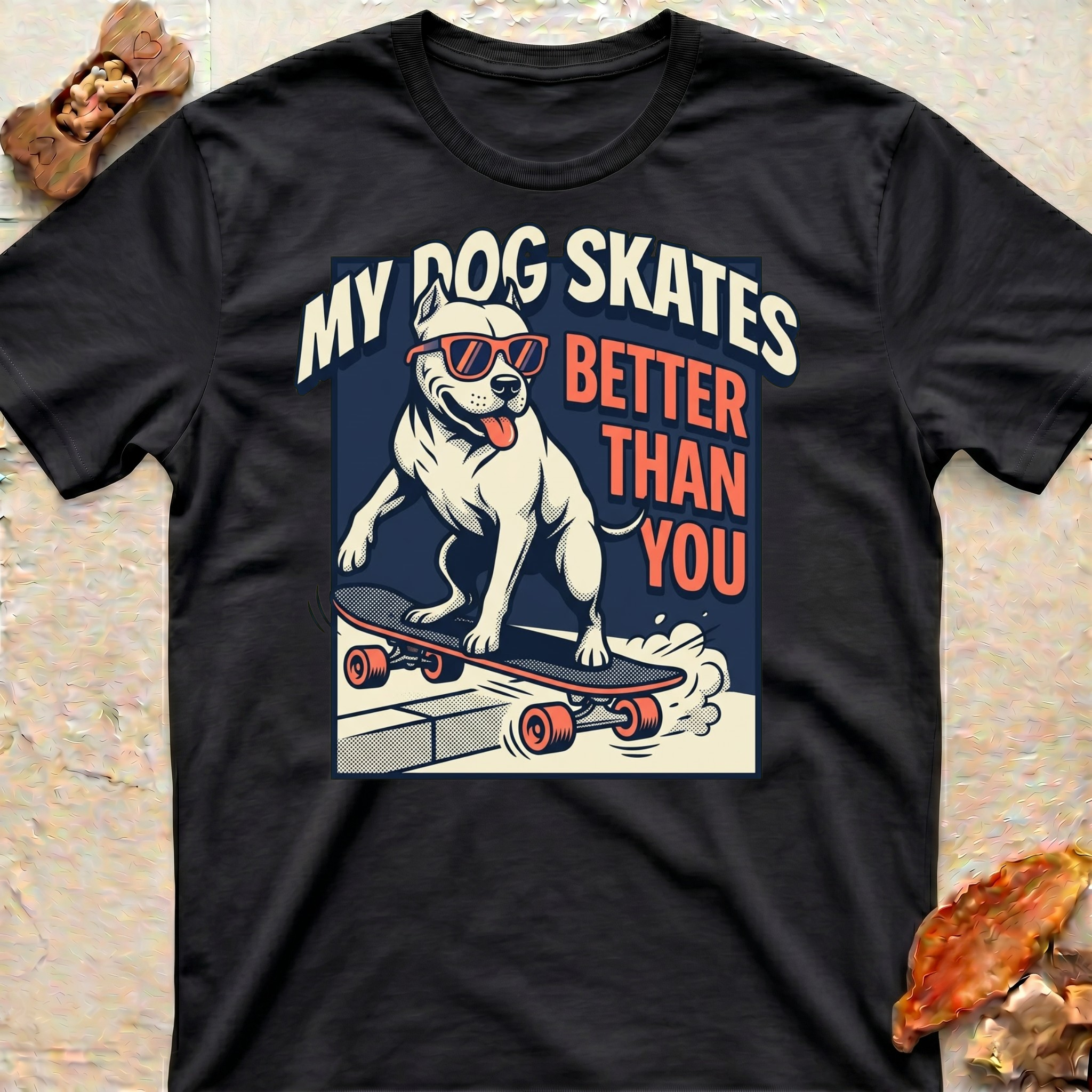 Smiling Skating Pitbull T-Shirt