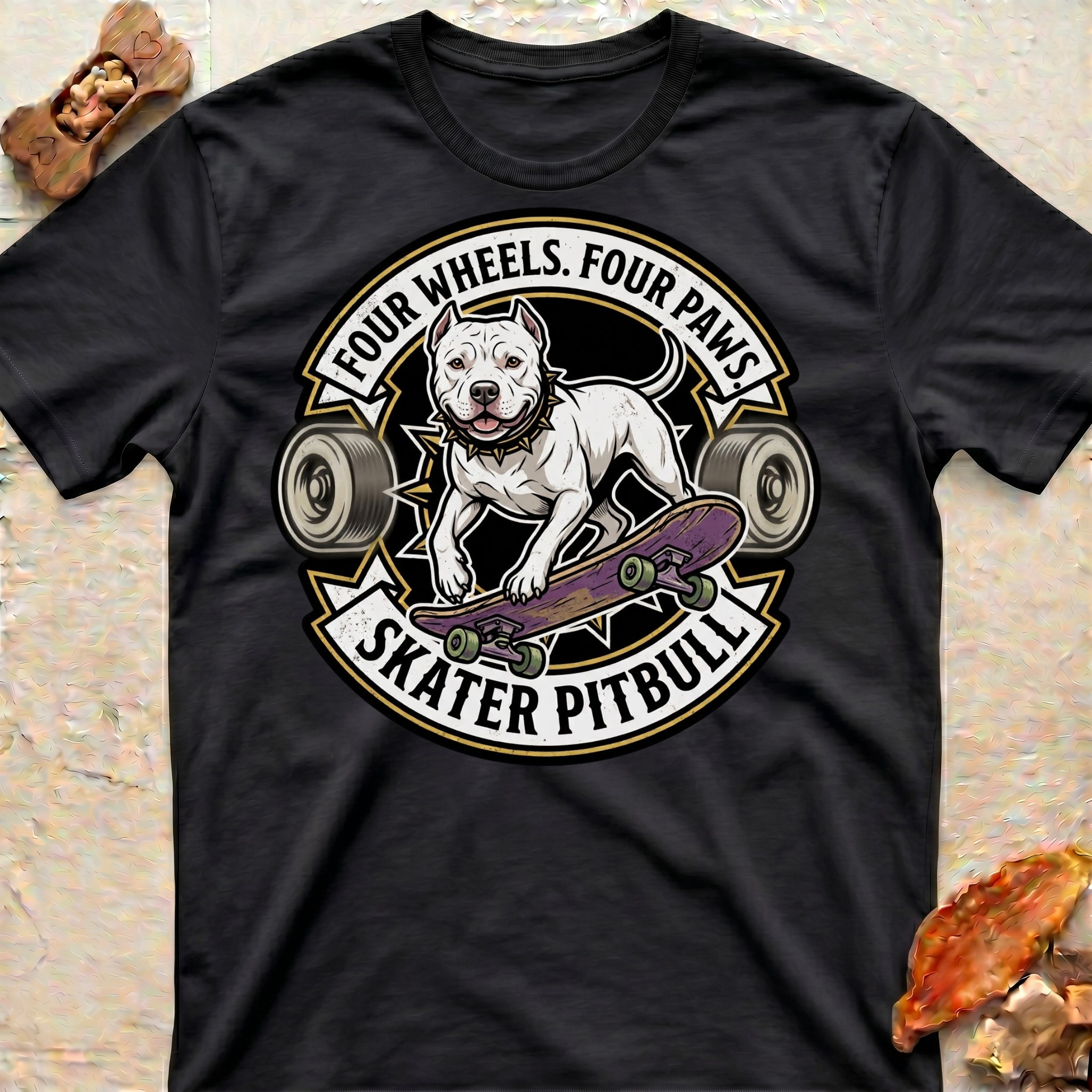 Four Wheels Skater Pitbull T-Shirt