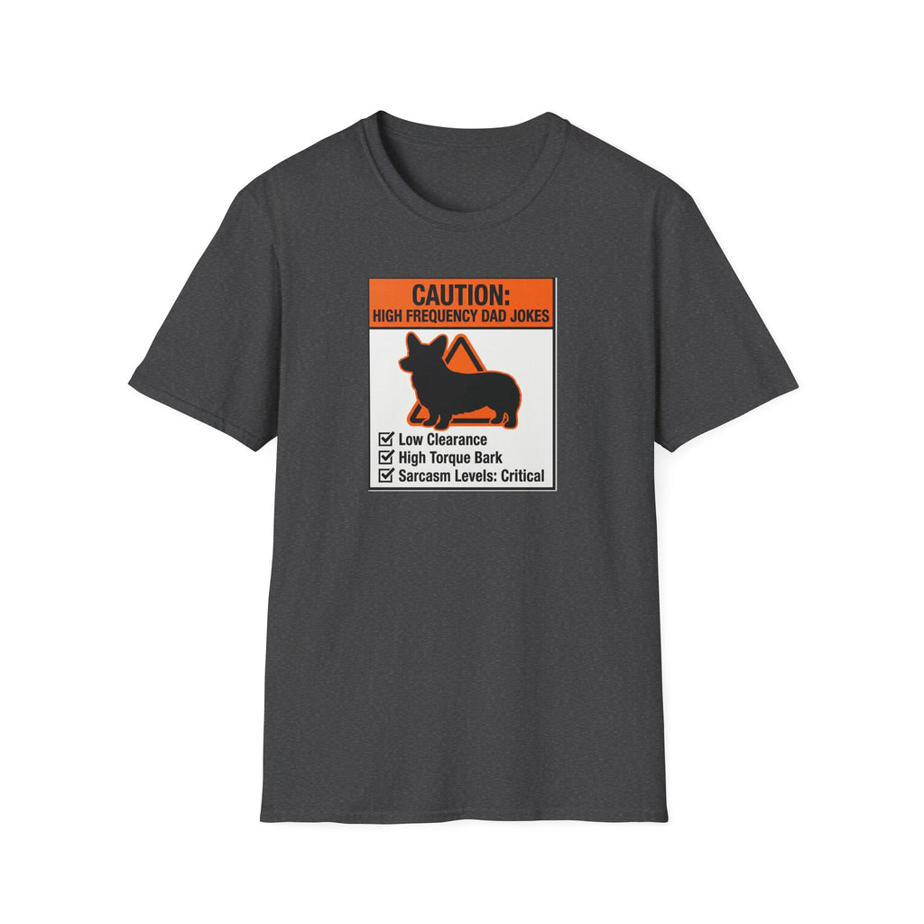 Dad Warning T-Shirt — "Caution: High Frequency Dad Jokes" Humorous Father's Day Tee