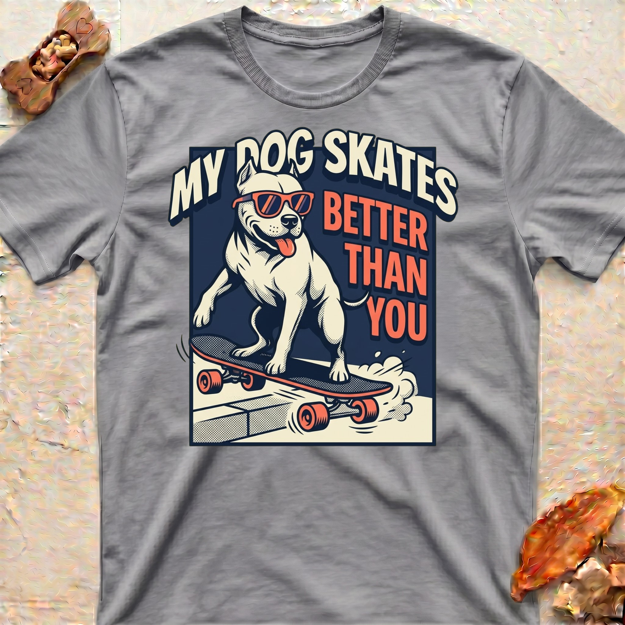 Smiling Skating Pitbull T-Shirt