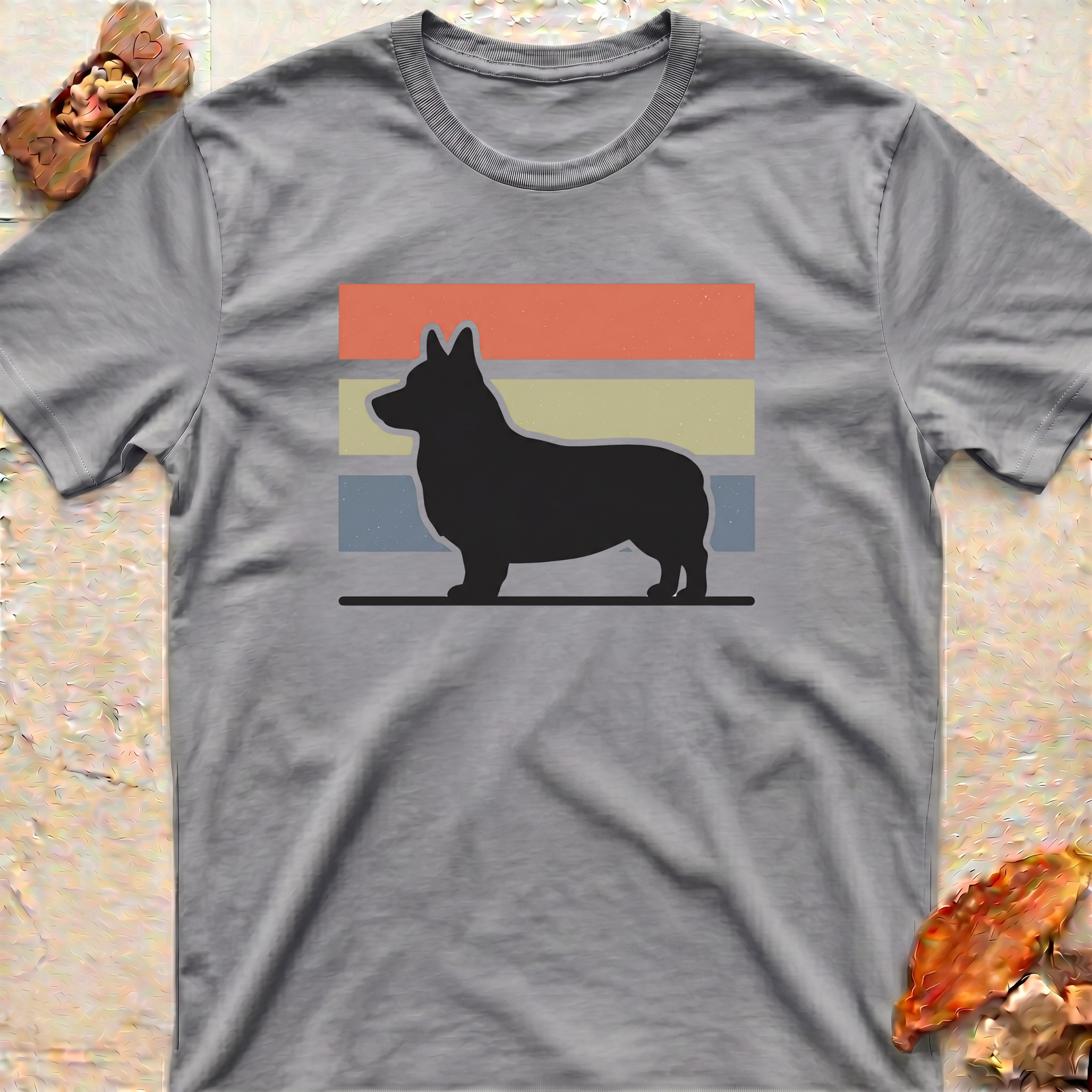 Retro Vintage Stripe Corgi T-Shirt