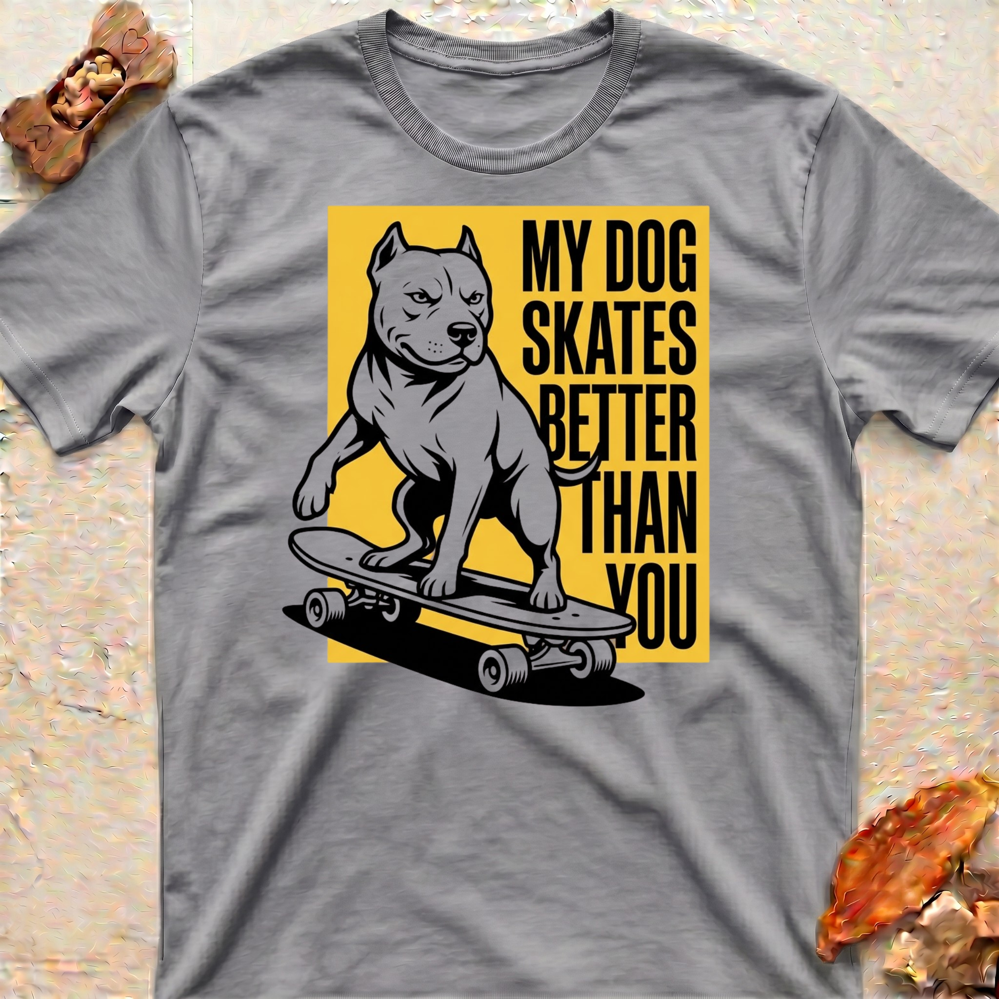 Smiling Skating Pitbull T-Shirt
