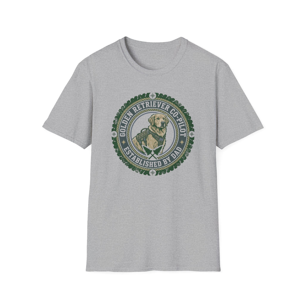 Golden Retriever Dog Dad T-Shirt-Co-Pilot Badge