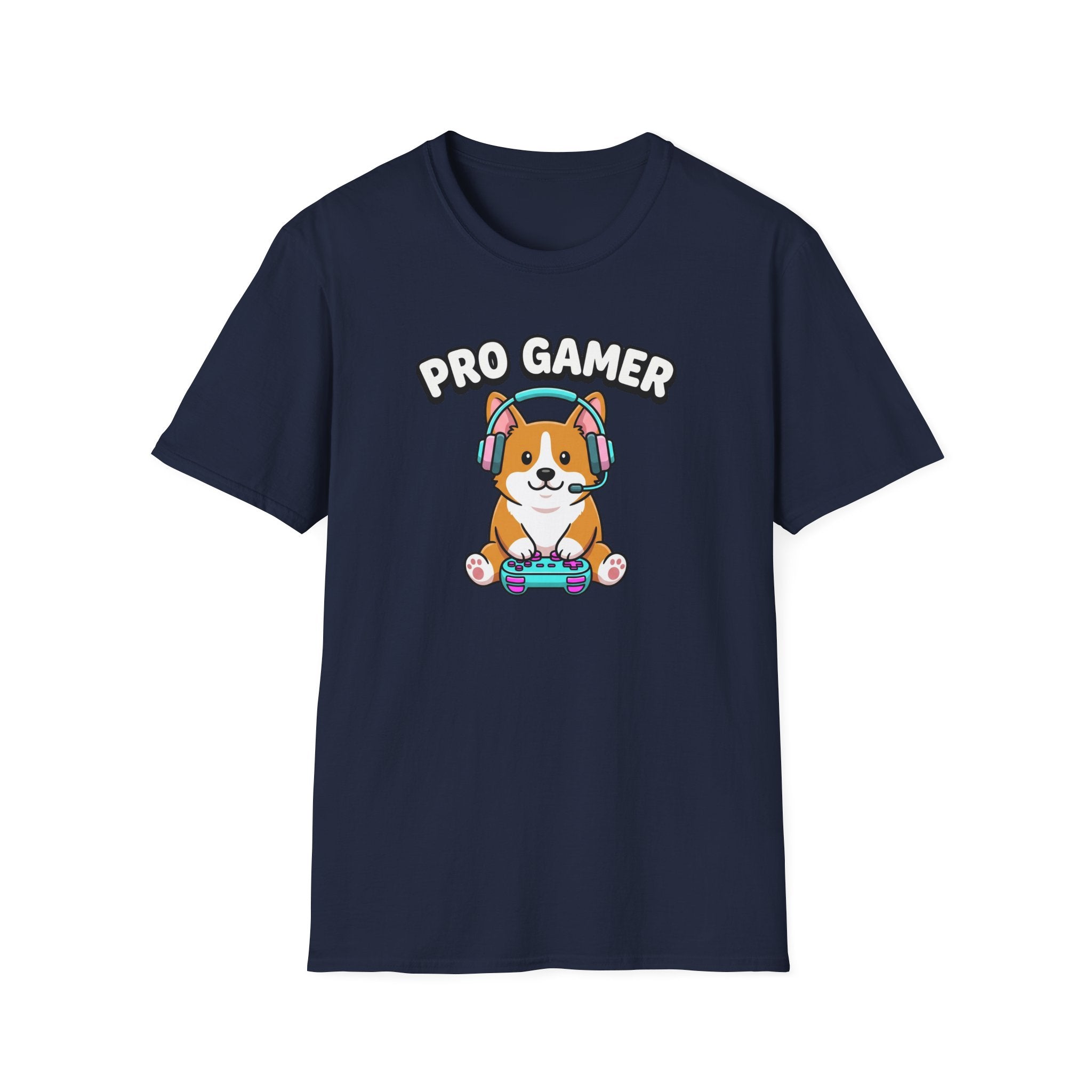 Pro Gamer Corgi T-Shirt — Cute Gaming Shirt with Headset & Controller