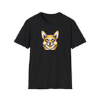 Geometric Corgi Graphic T-Shirt — Minimal Dog Face Tee for Pet Lovers