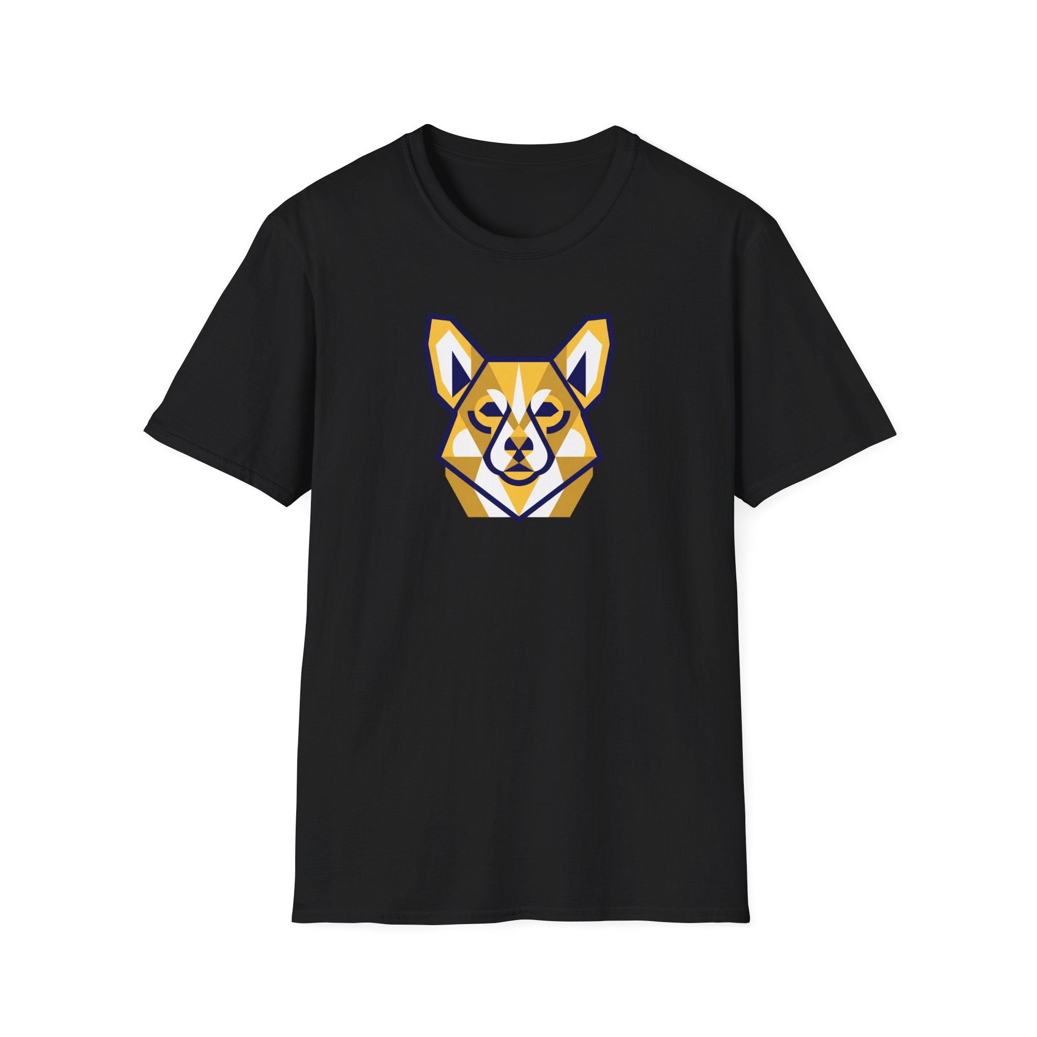 Geometric Corgi Graphic T-Shirt — Minimal Dog Face Tee for Pet Lovers