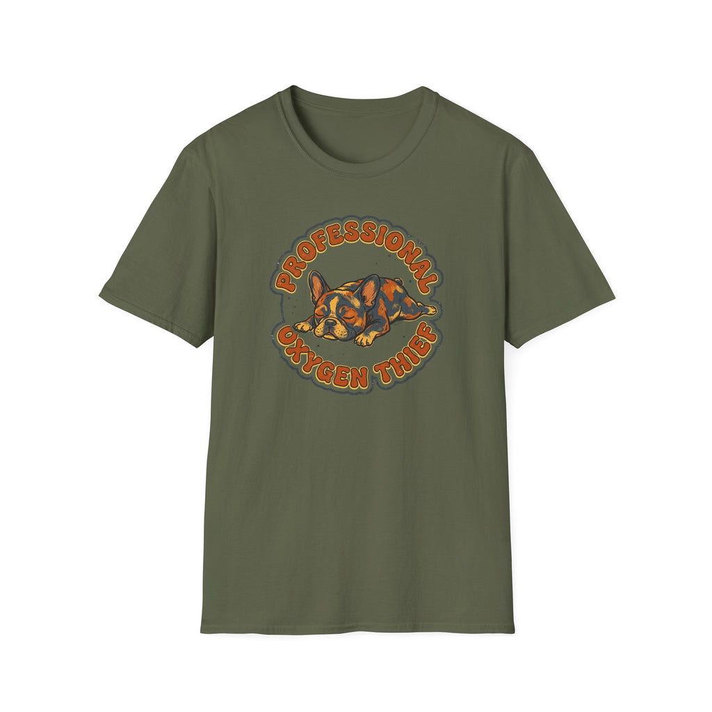 Funny French Bulldog T-Shirt — Professional Oxygen Thief