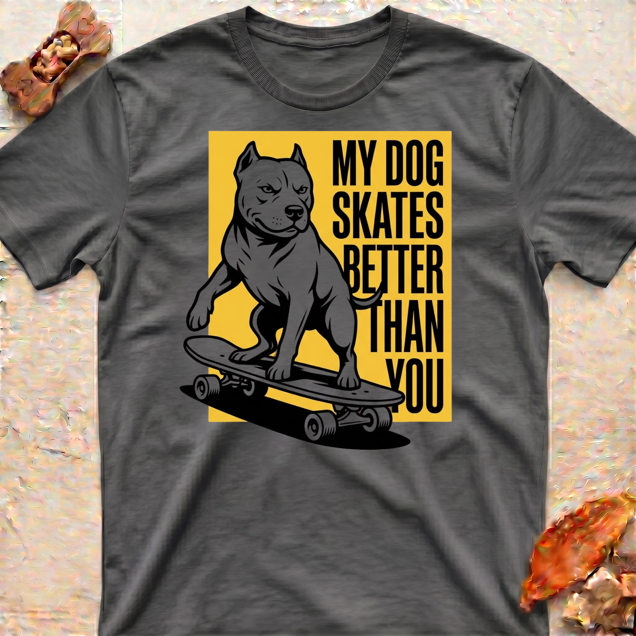 Smiling Skating Pitbull T-Shirt