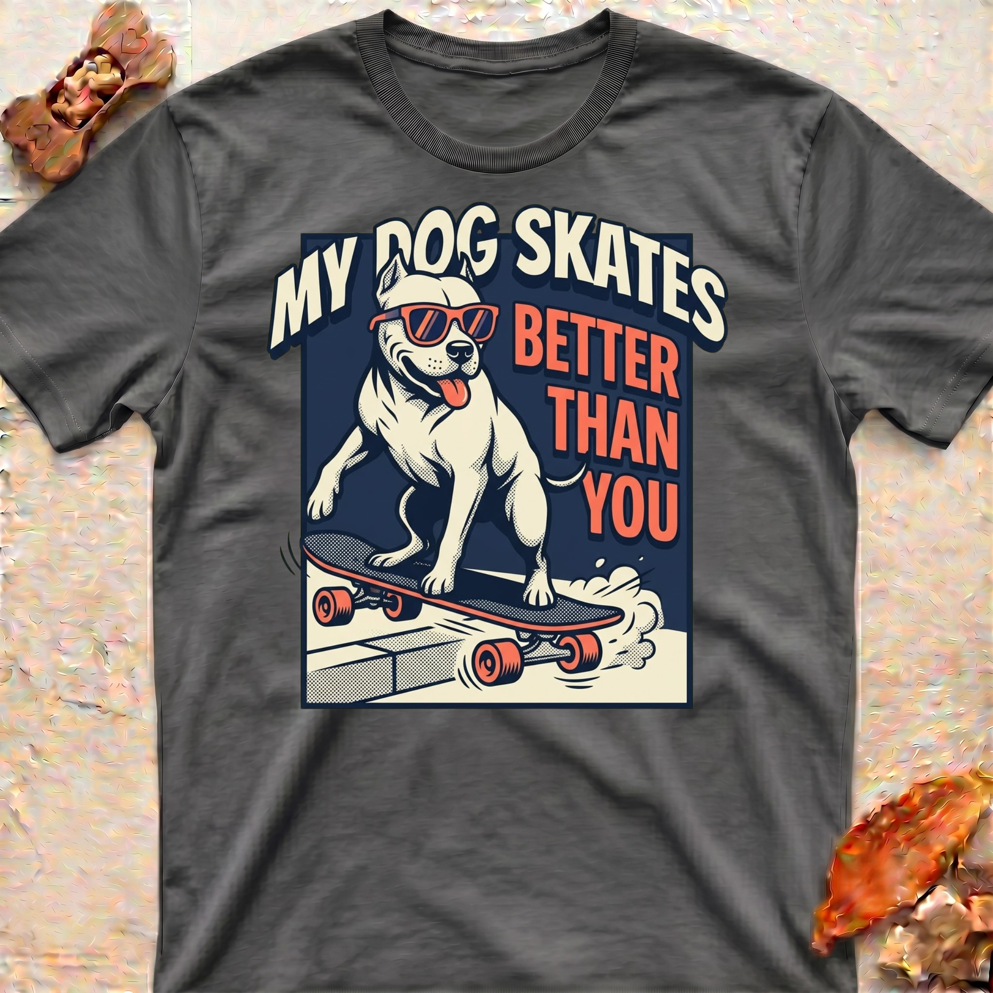 Smiling Skating Pitbull T-Shirt