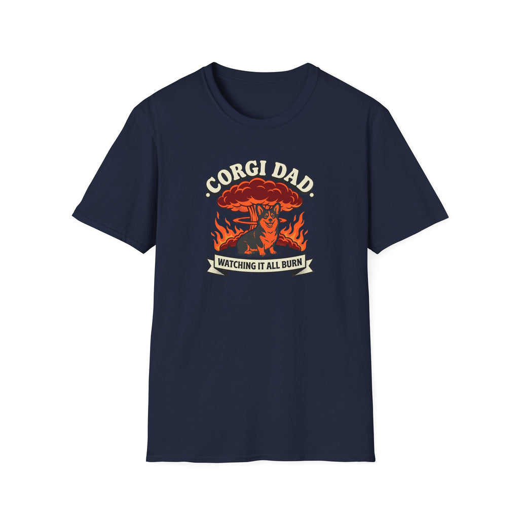 Corgi Dad T‑Shirt — "Watching It All Burn" Retro Dog Dad Tee