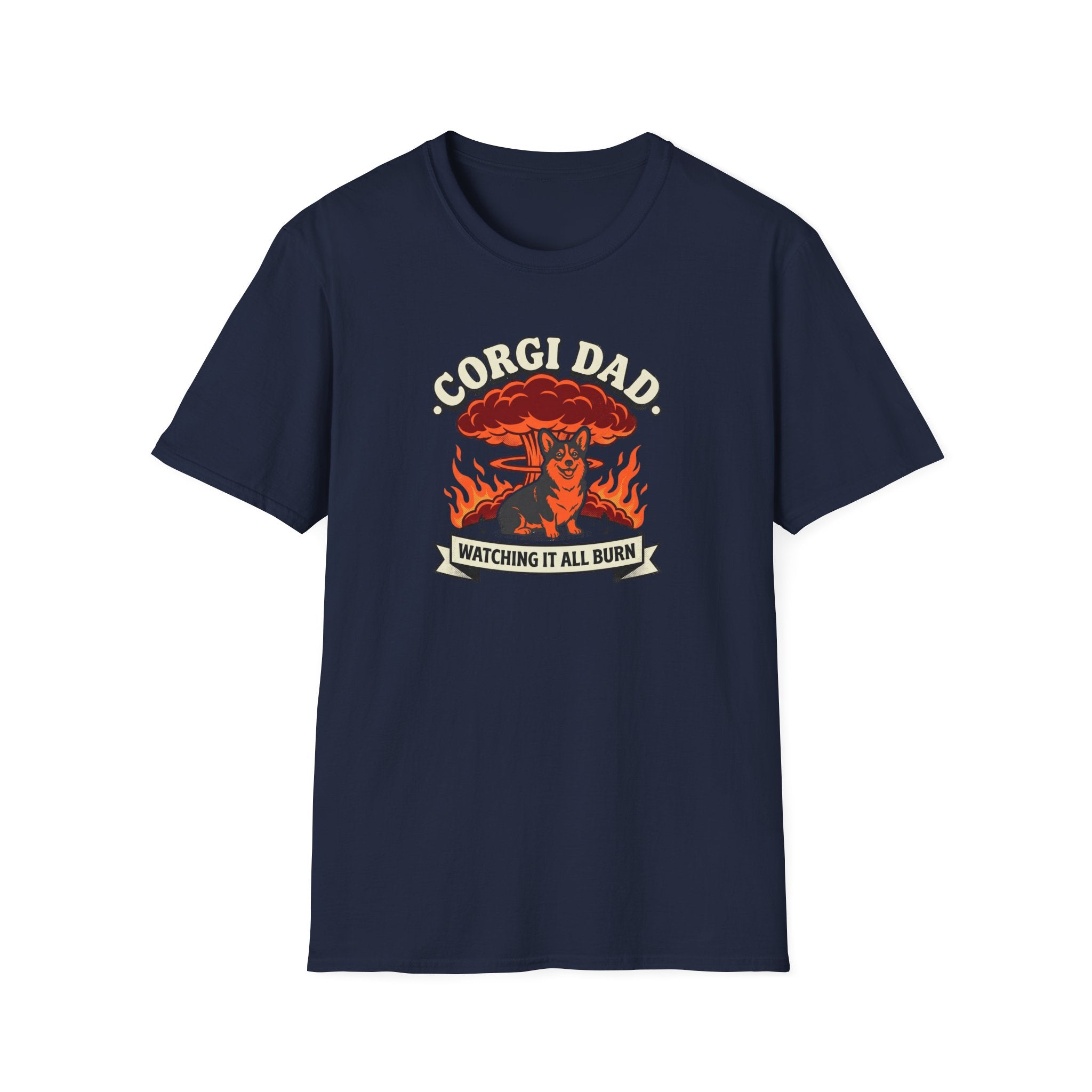 Corgi Dad T‑Shirt — "Watching It All Burn" Retro Dog Dad Tee