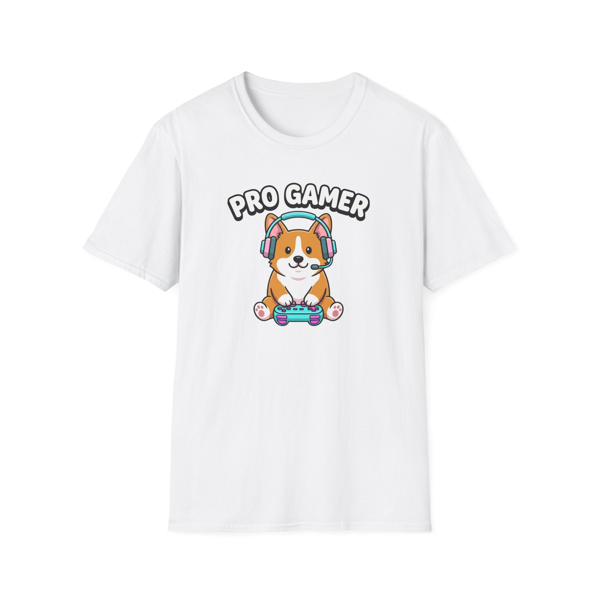 Pro Gamer Corgi T-Shirt — Cute Gaming Shirt with Headset & Controller