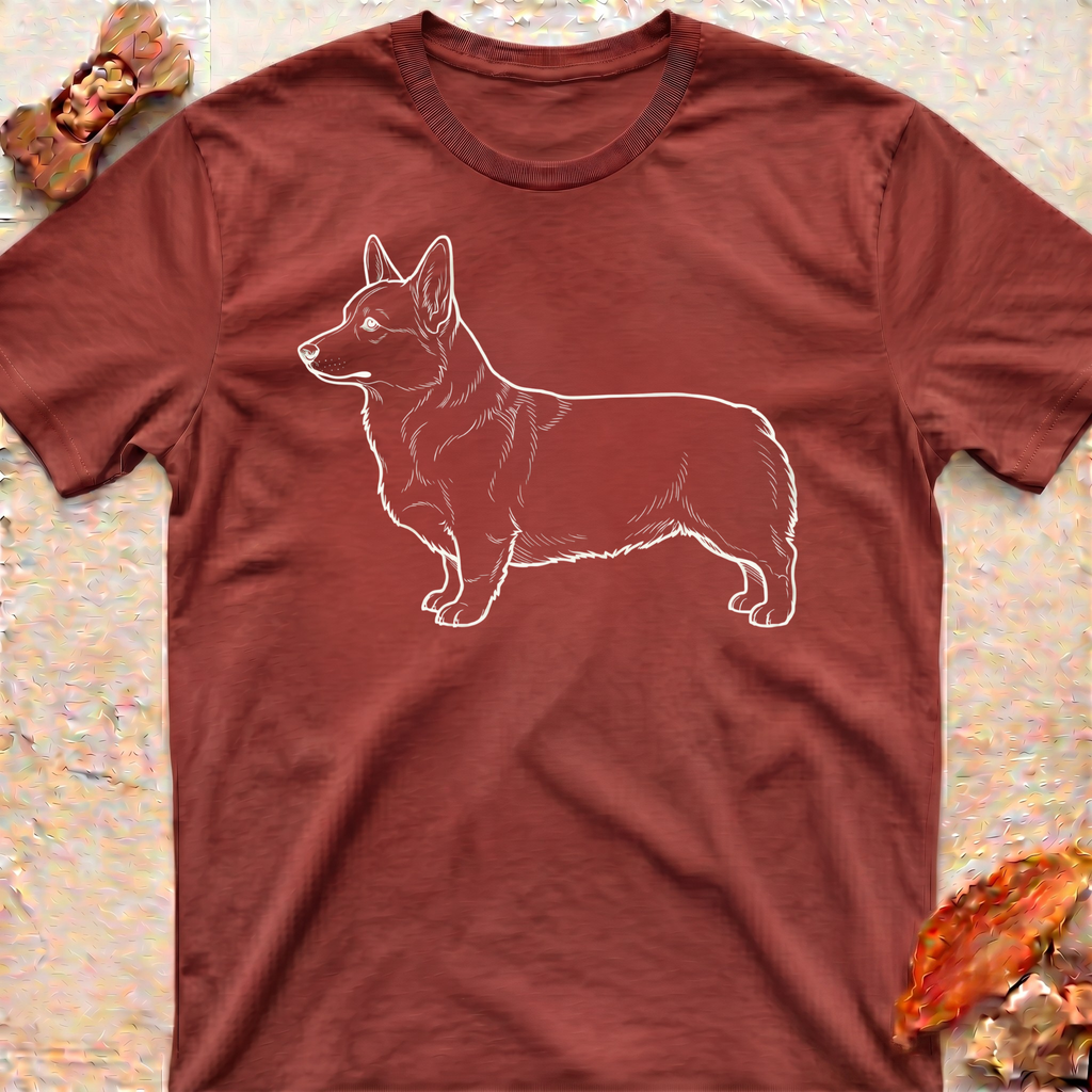 Corgi Minimalistic Outline T-Shirt