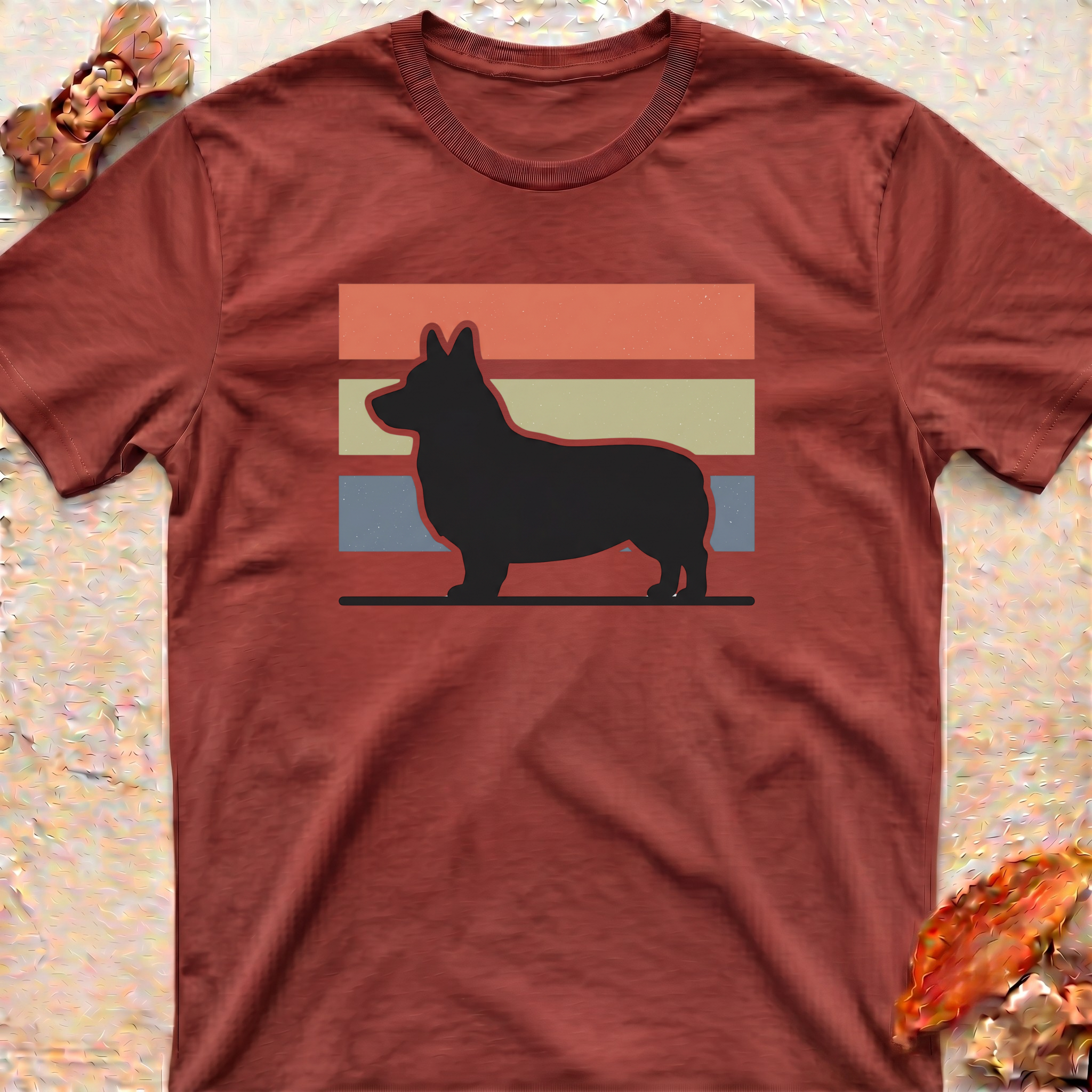 Retro Vintage Stripe Corgi T-Shirt