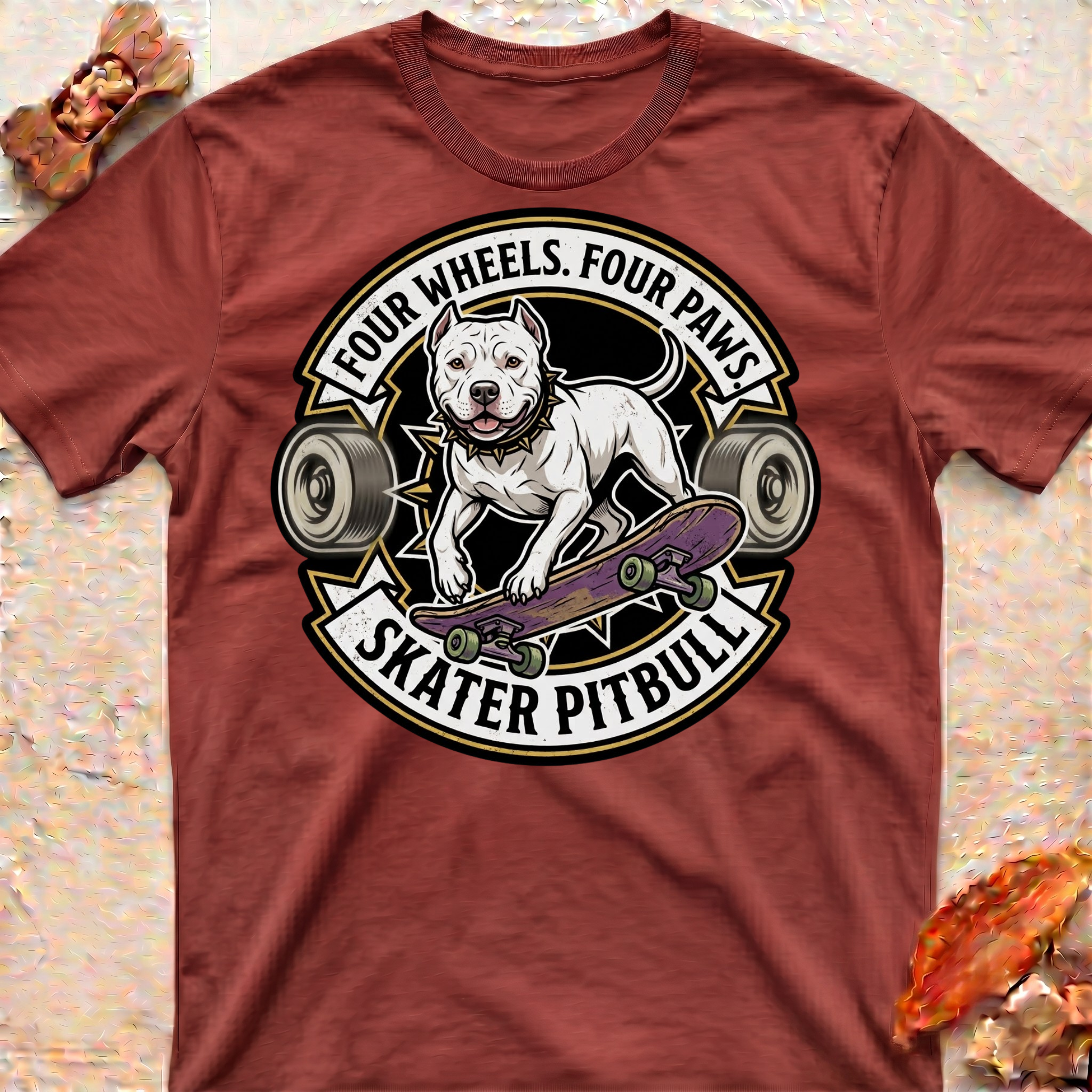 Four Wheels Skater Pitbull T-Shirt