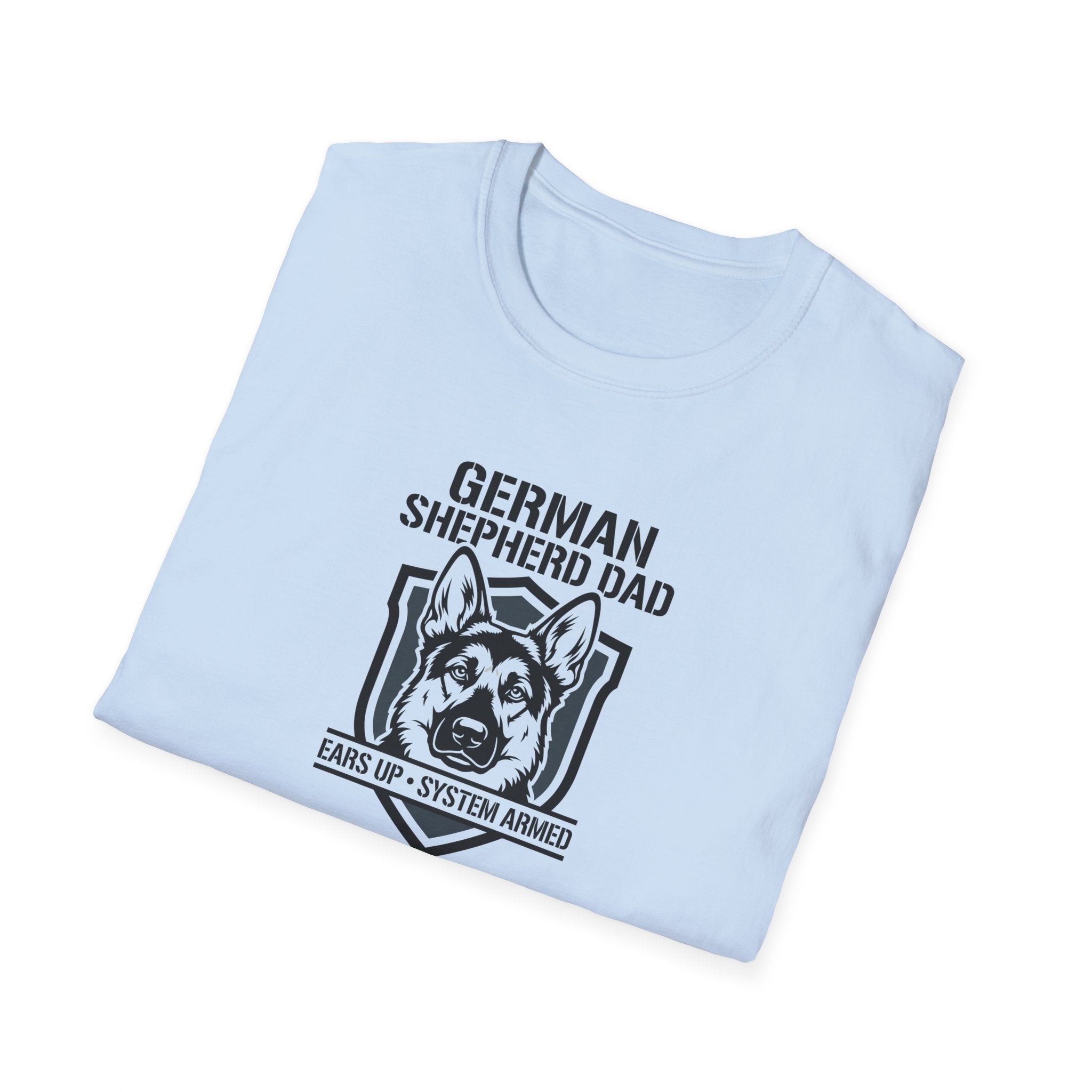 German Shepherd Dad T-Shirt – "Ears Up, System Armed" Dog Dad Tee
