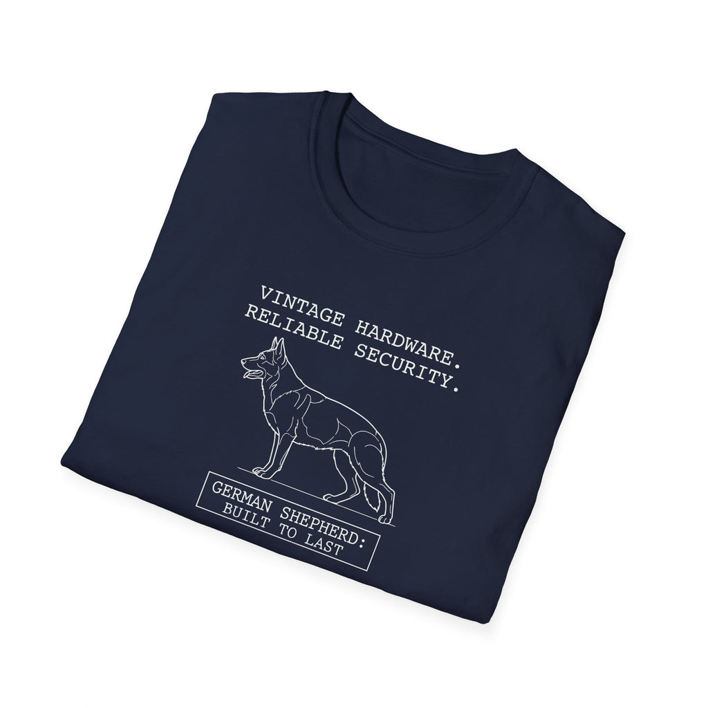 German Shepherd T-Shirt – “Vintage Hardware, Reliable Security” Graphic Tee