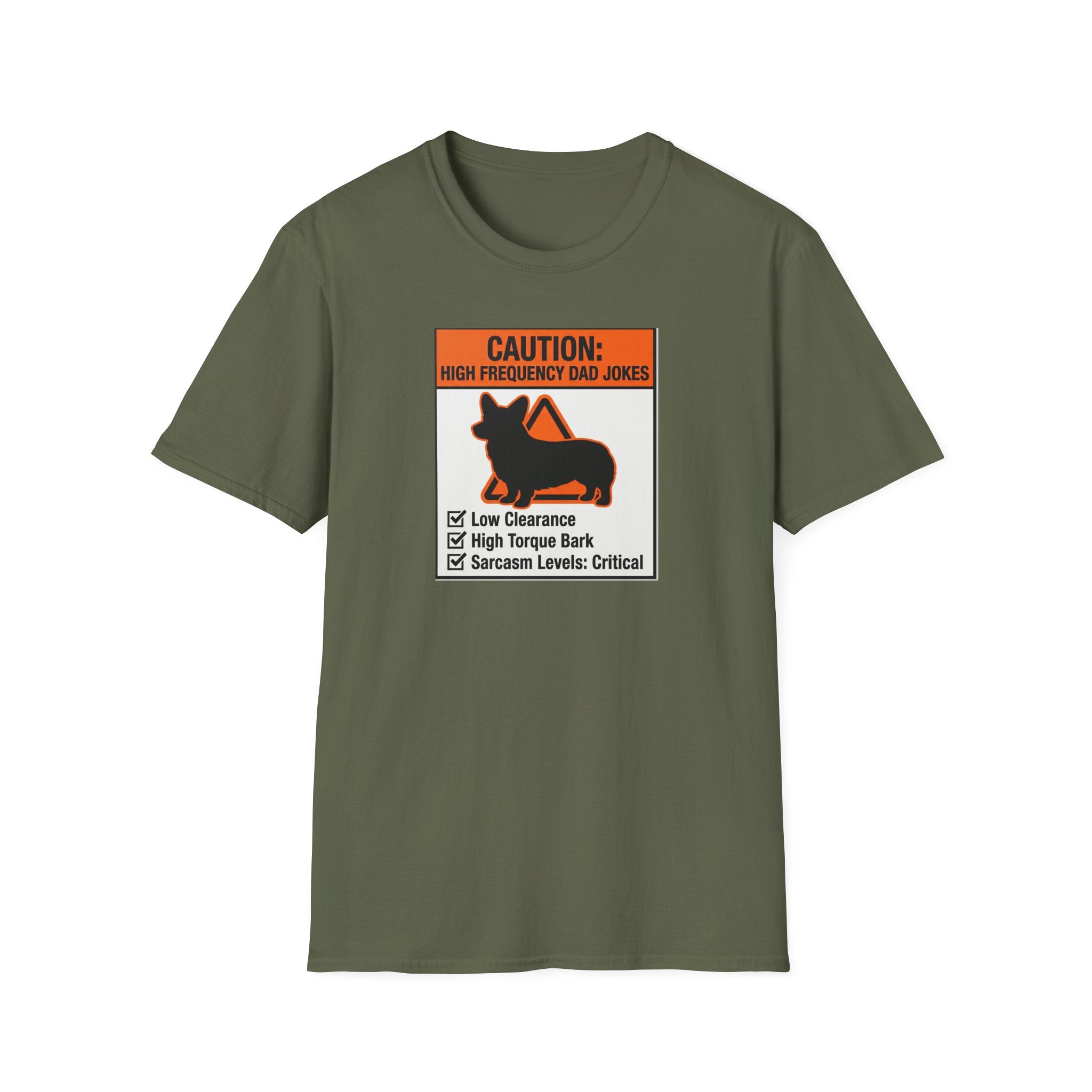 Dad Warning T-Shirt — "Caution: High Frequency Dad Jokes" Humorous Father's Day Tee