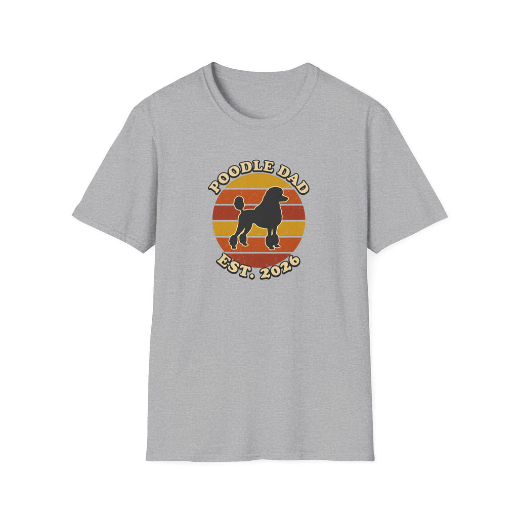 Poodle Dad T-Shirt - Retro Sunset Dog Dad Tee