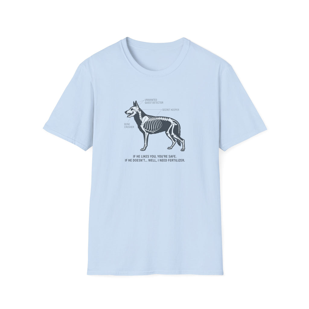 German Shepherd Anatomy Diagram T-Shirt — Vintage Veterinary Skeletal Illustration Tee