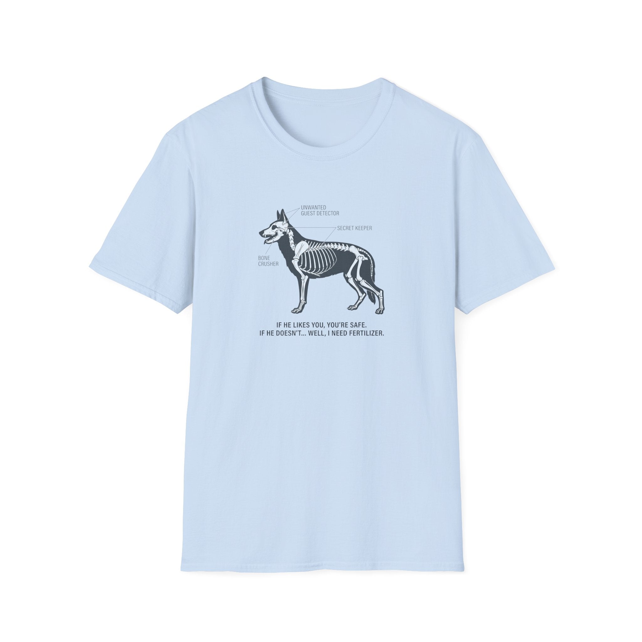German Shepherd Anatomy Diagram T-Shirt — Vintage Veterinary Skeletal Illustration Tee