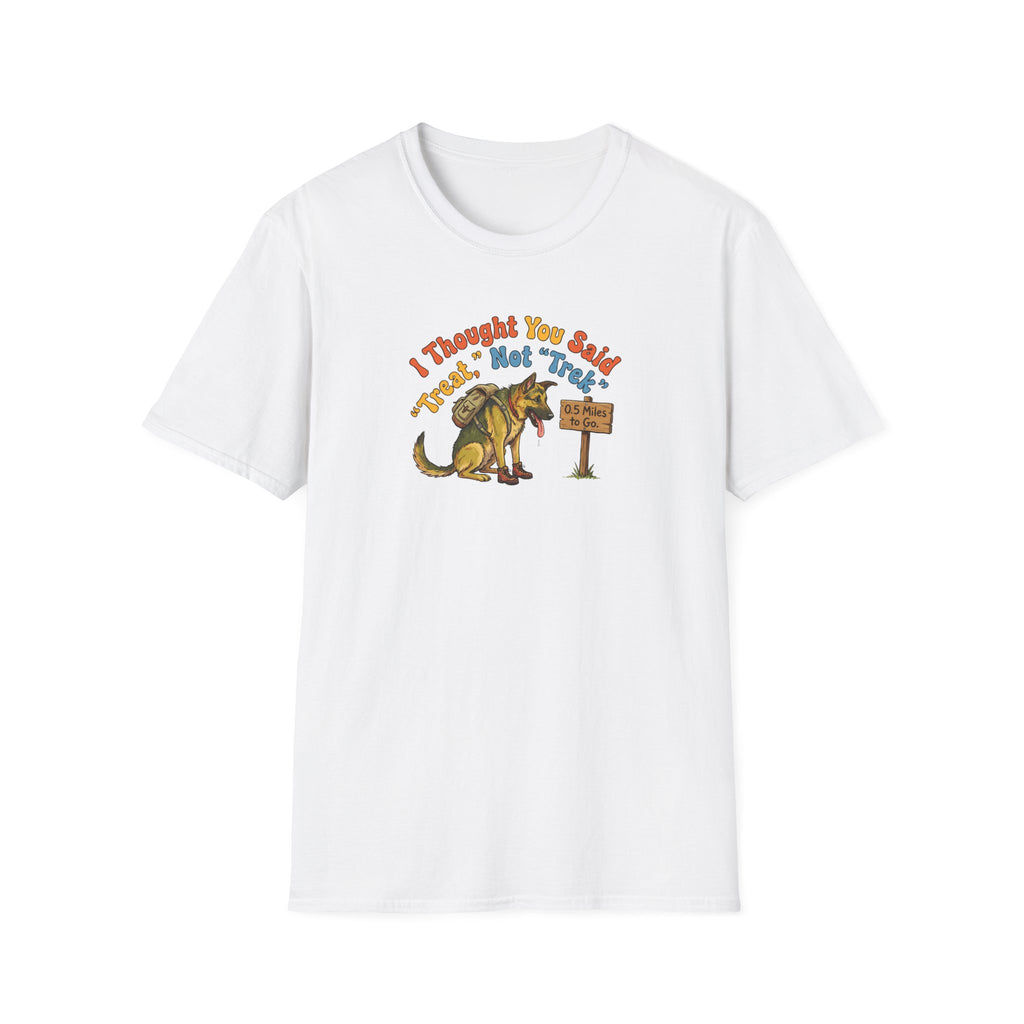 German Shepherd T‑Shirt – "I Thought You Said Treat, Not Trek" Vintage-style German Shepherd Tee