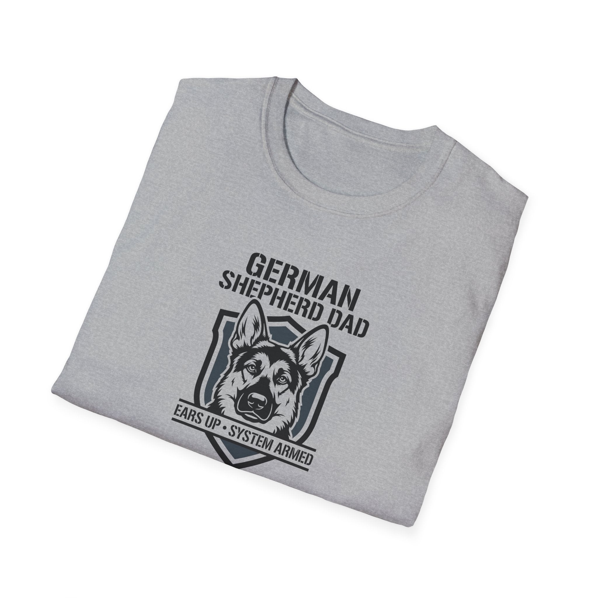 German Shepherd Dad T-Shirt – "Ears Up, System Armed" Dog Dad Tee