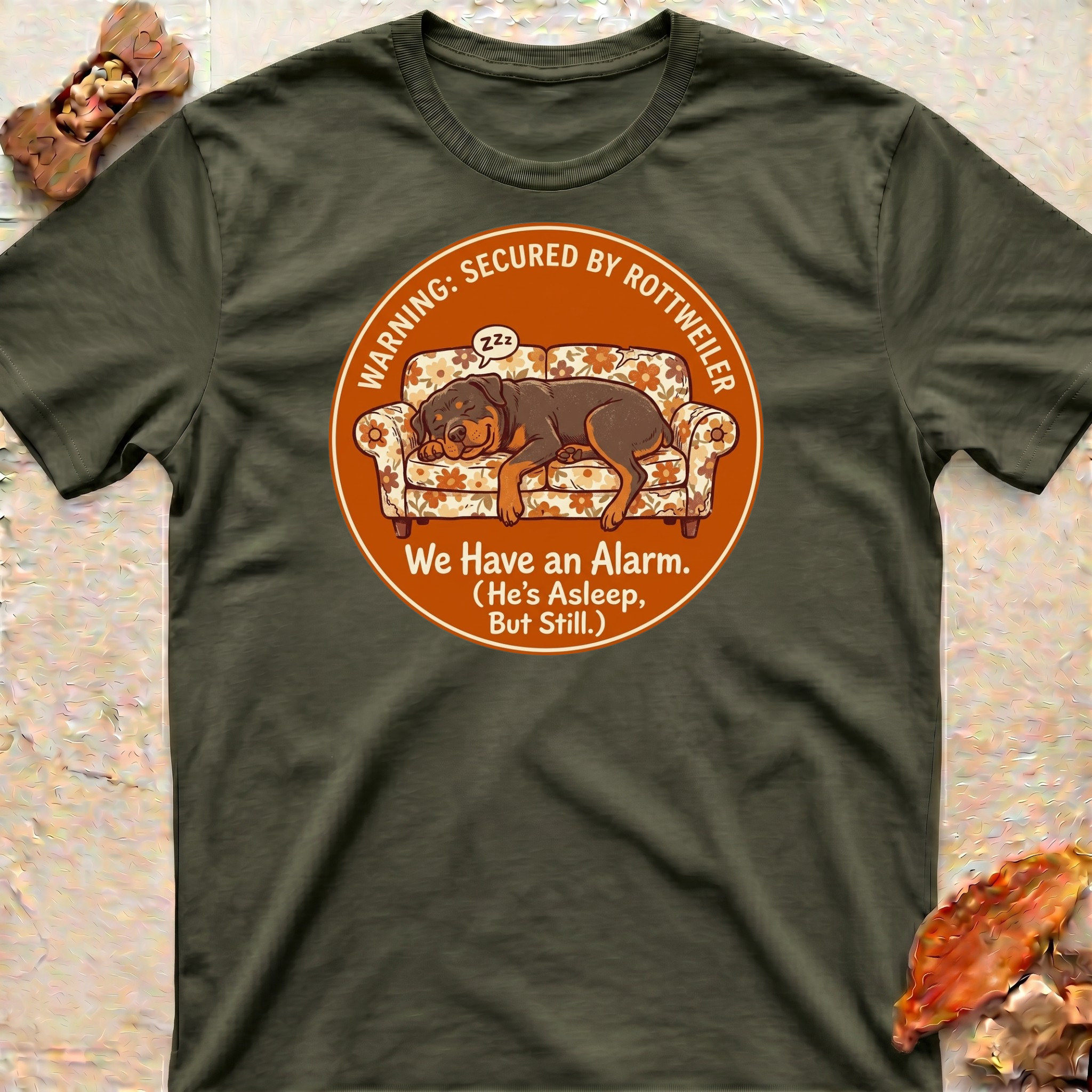 Sleeping Rottweiler Alarm T-Shirt