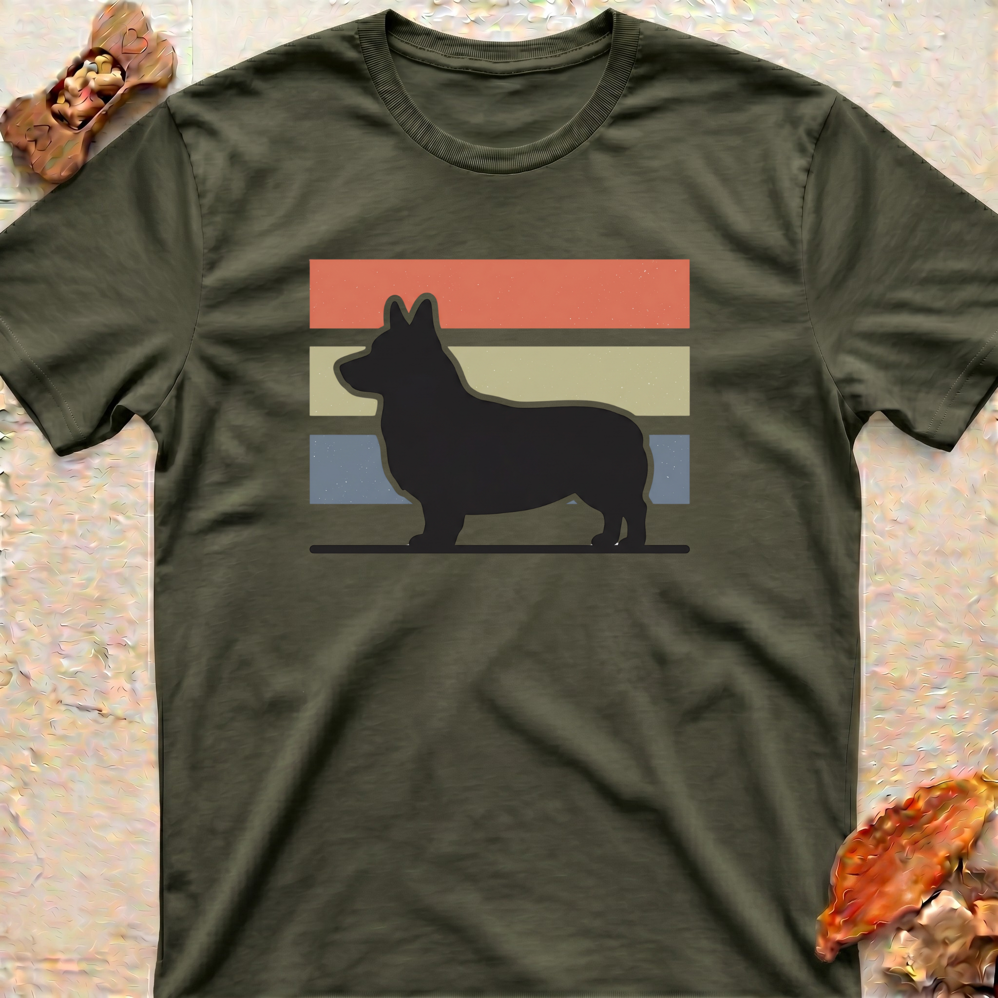 Retro Vintage Stripe Corgi T-Shirt