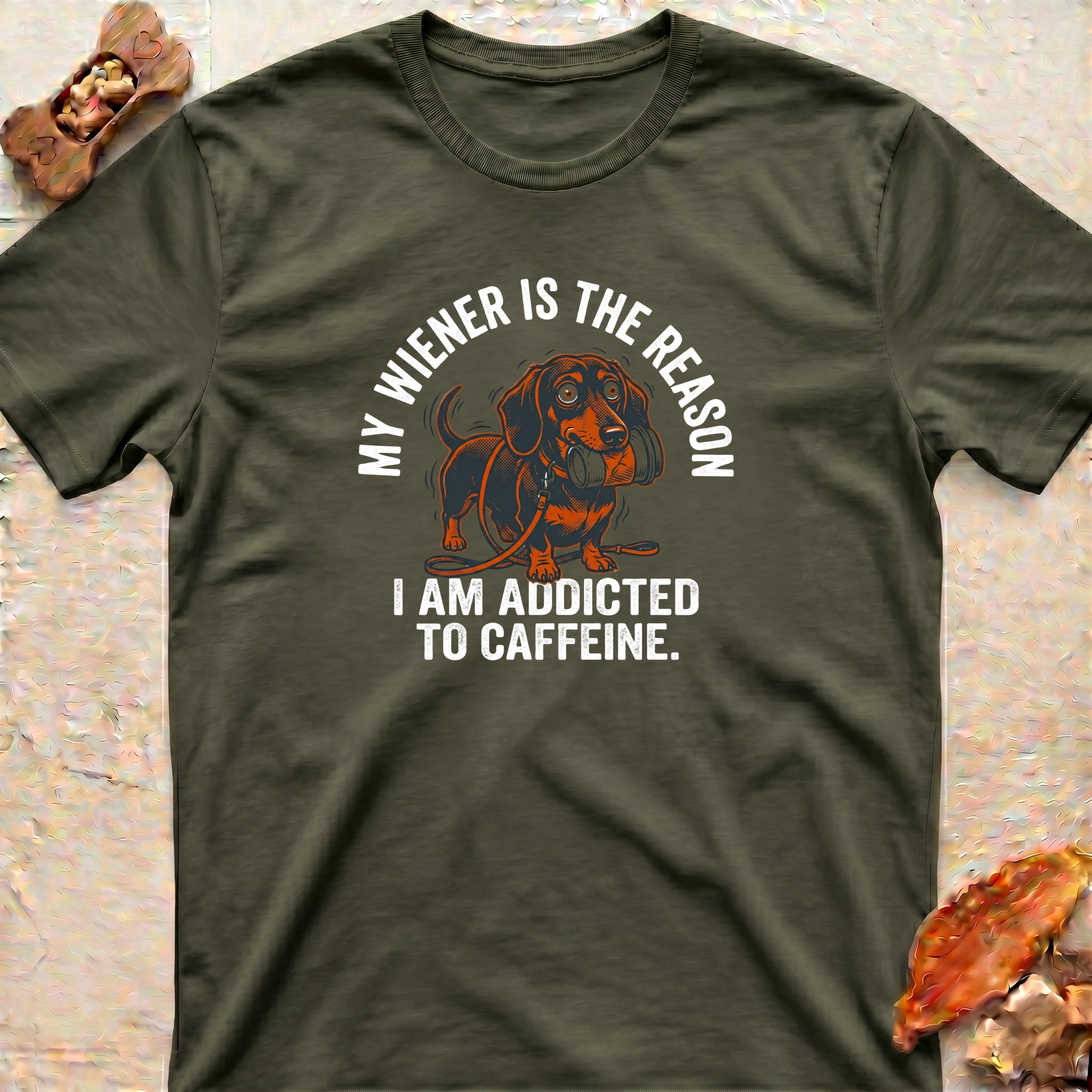 Funny Dachshund T-Shirt — My Wiener and Coffee