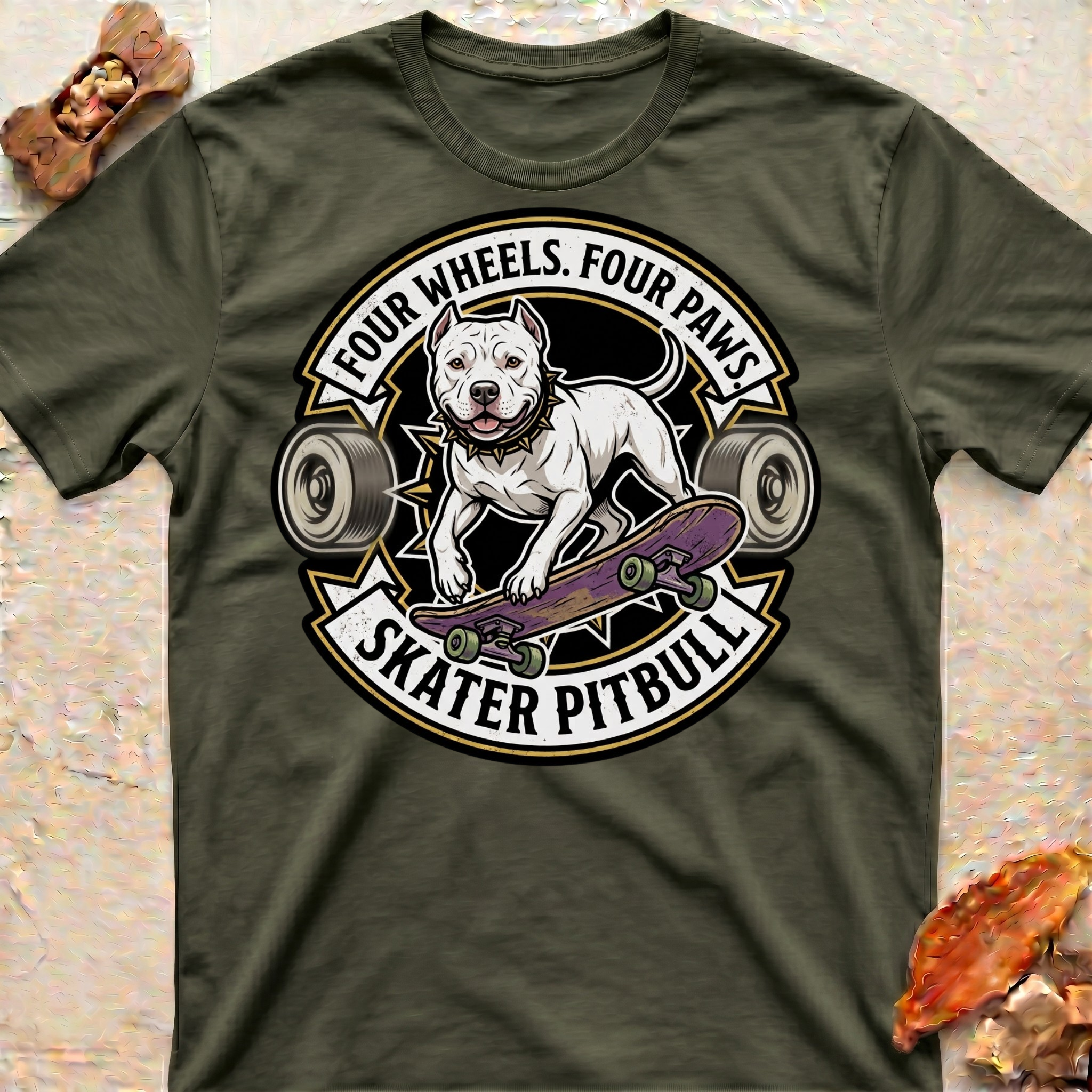 Four Wheels Skater Pitbull T-Shirt