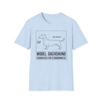 Dachshund T-Shirt – “Model: Dachshund — Engineered for Stubbornness” Graphic Tee