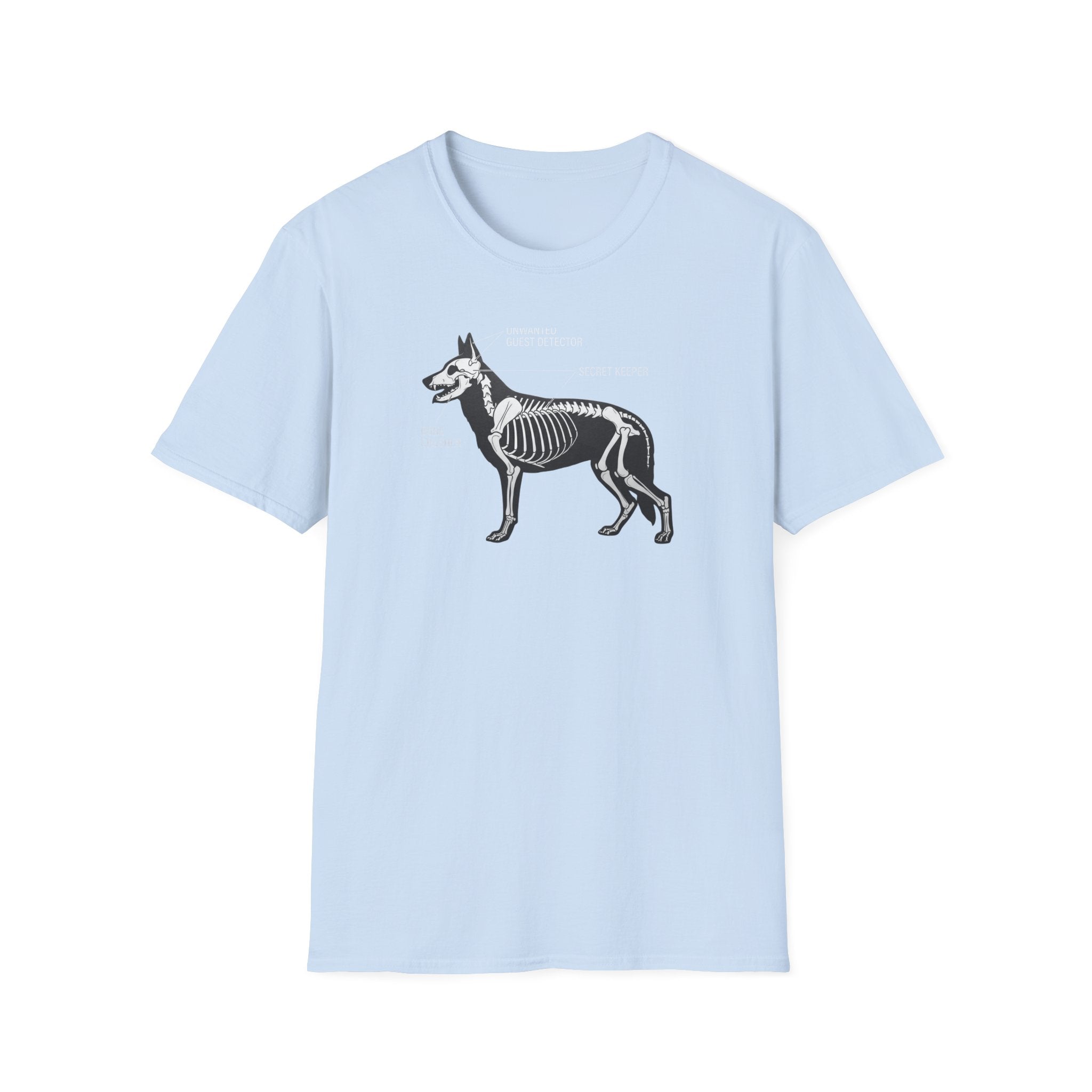 German Shepherd Skeleton T-Shirt — Gothic X-Ray Canine Graphic Tee