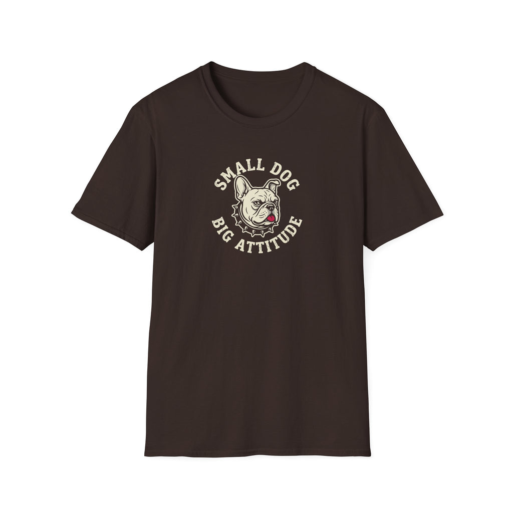 T-Shirt — "Small Dog Big Attitude" Vintage Bulldog Graphic