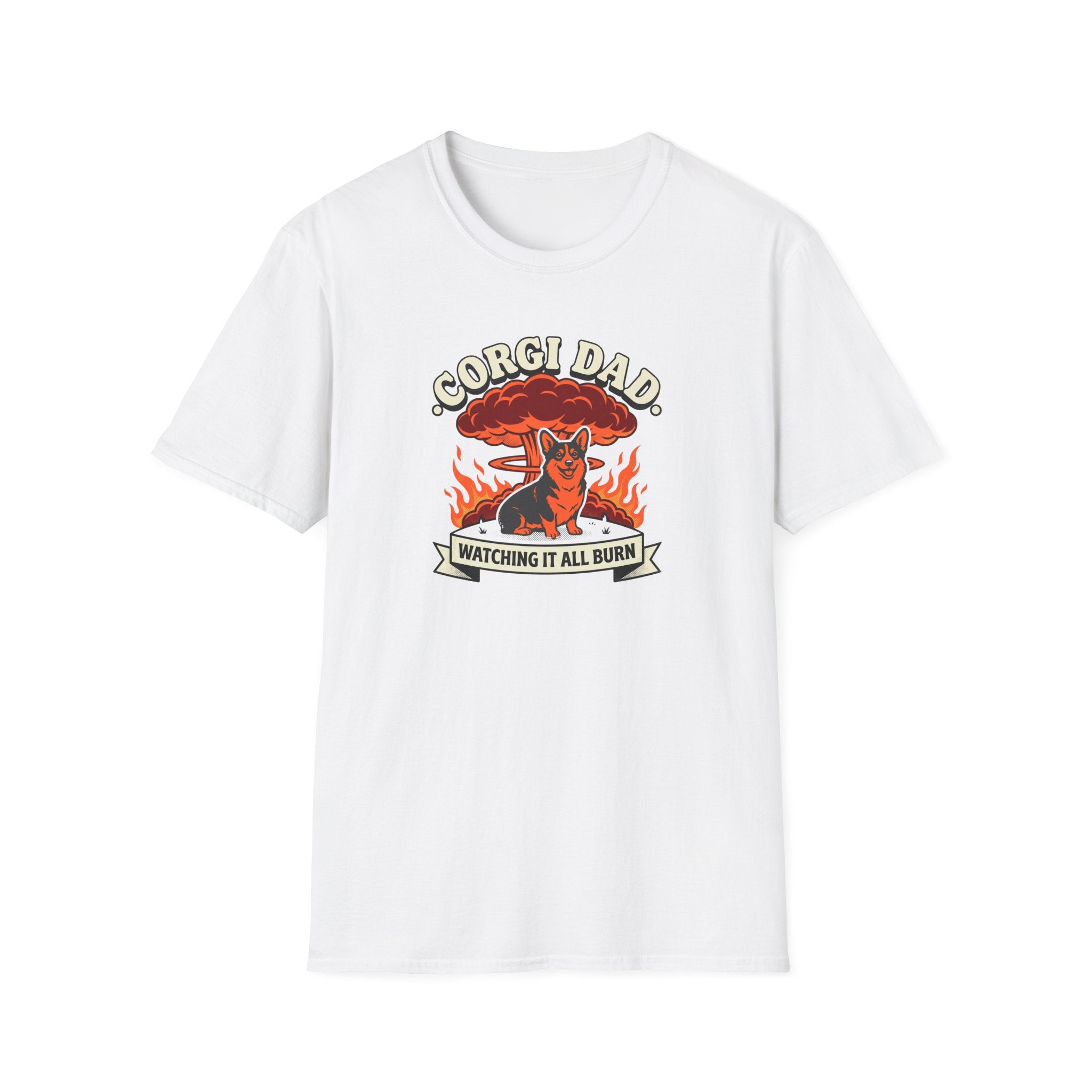 Corgi Dad T‑Shirt — "Watching It All Burn" Retro Dog Dad Tee