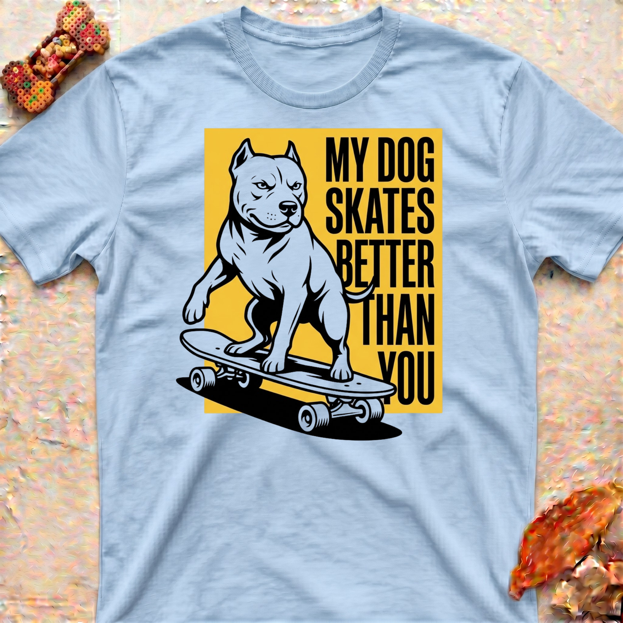 Smiling Skating Pitbull T-Shirt