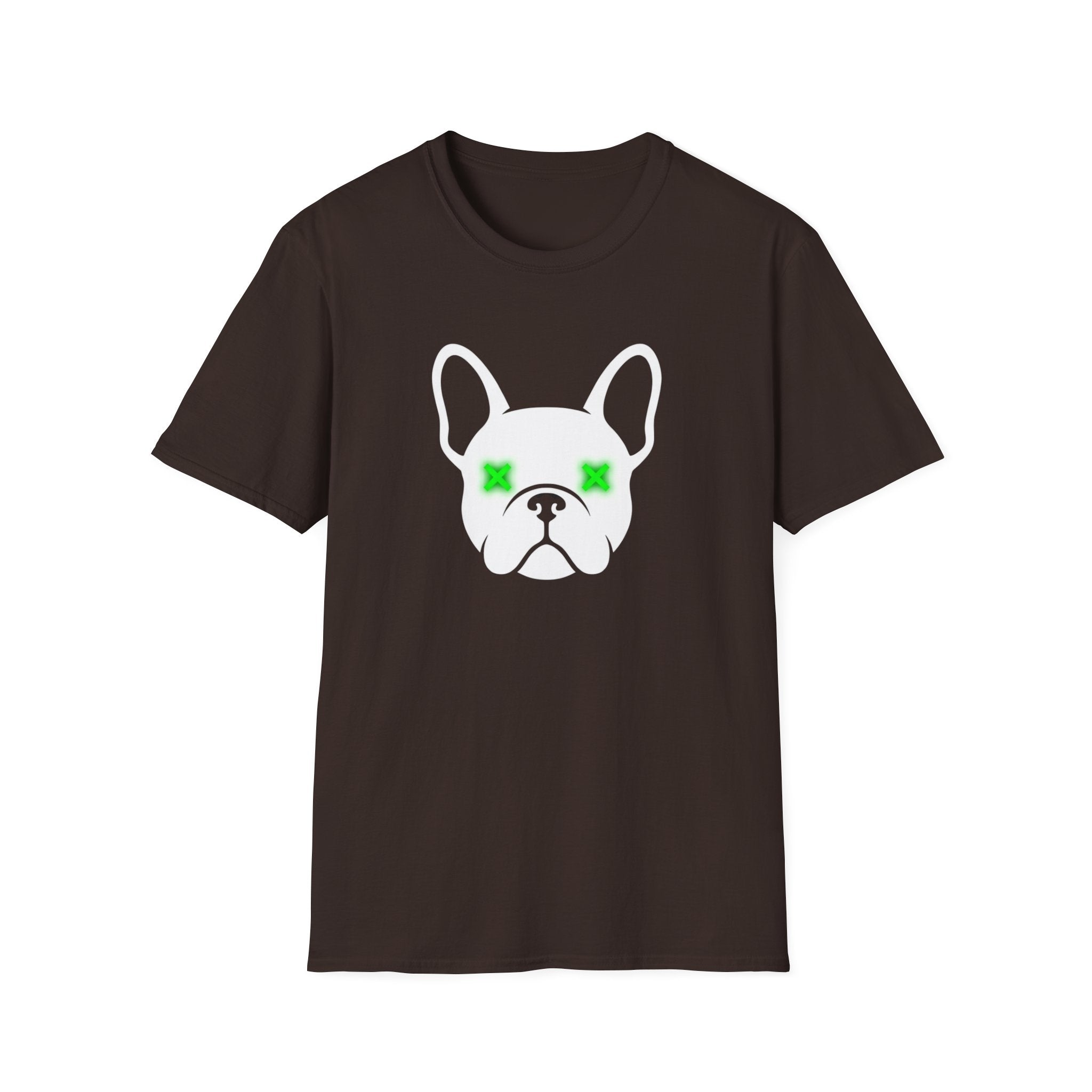 French Bulldog Tee — Neon Green Star Eyes Dog Shirt